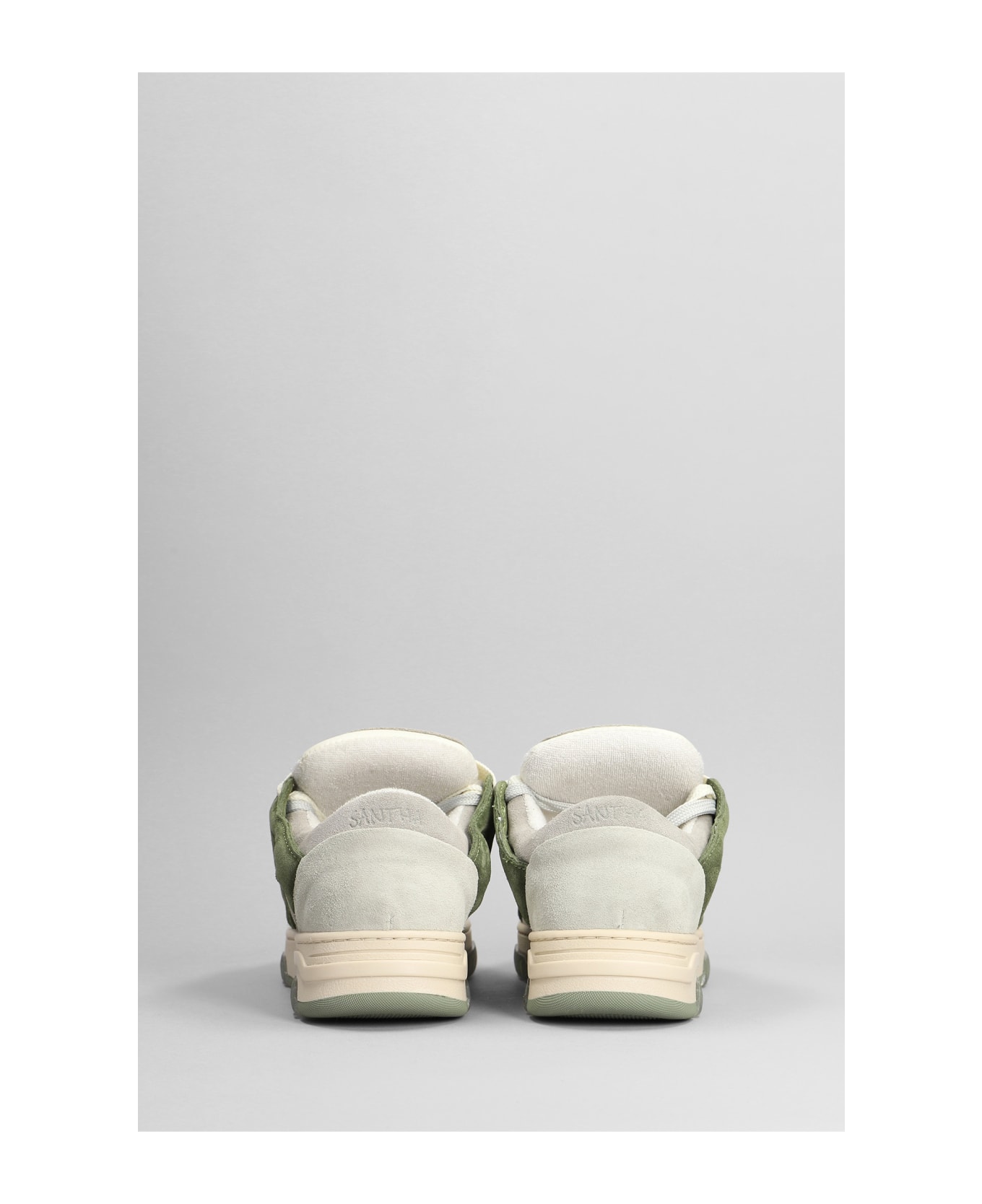 Paura Santha 1 Sneakers In Green Suede And Fabric - green