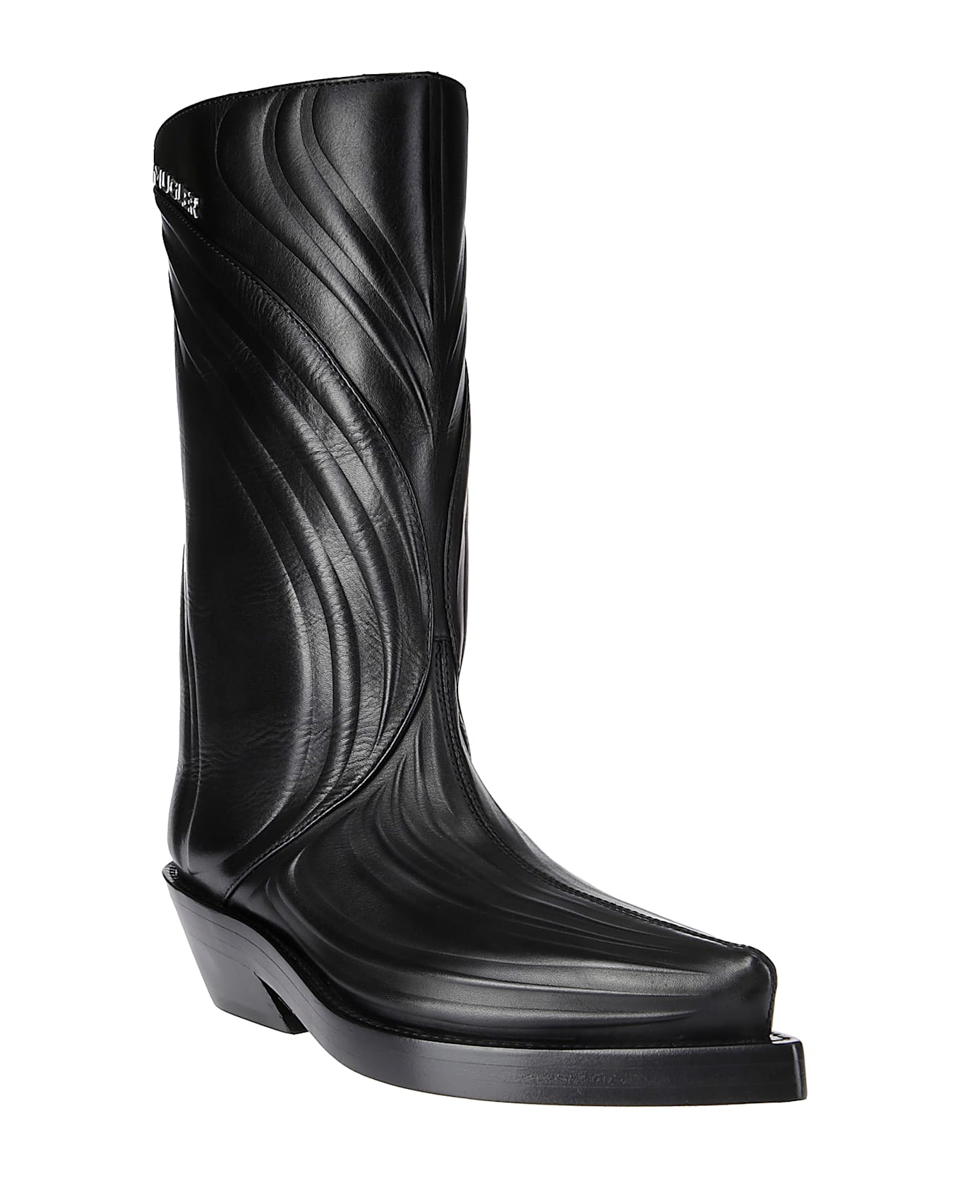 Mugler Embossed Santiag Boot - CALFSKIN BLACK