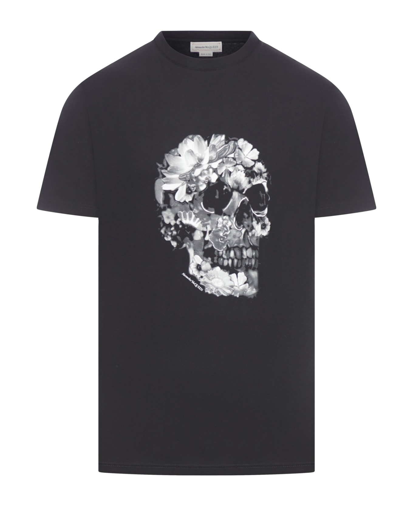 Alexander McQueen Wax Flower Skull Cotton T-shirt - Black