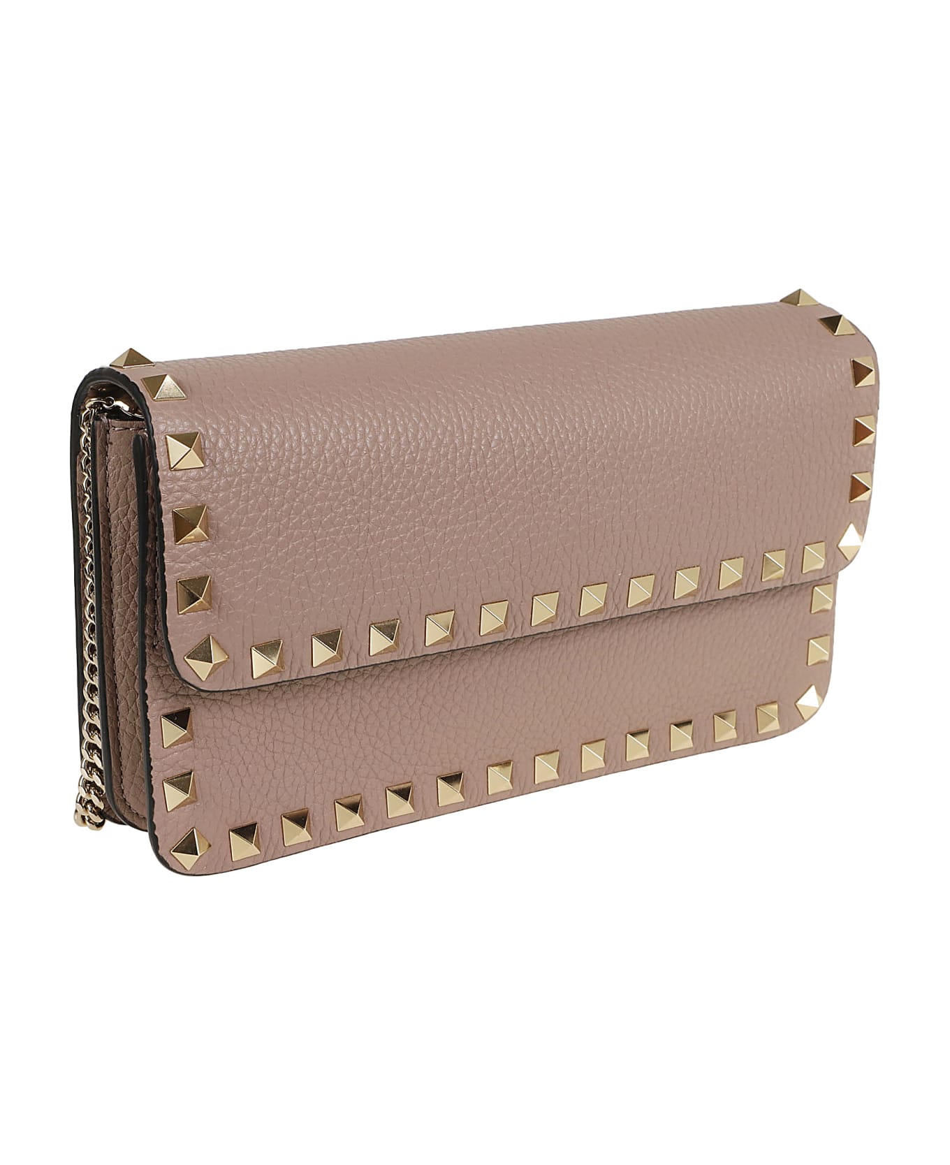 Valentino Garavani Wallet W/strap Rockstud Platinum Studs - Poudre