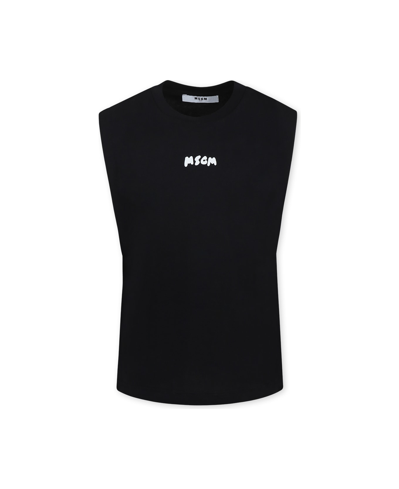 MSGM Black Tank Top For Boy With Logo - Black