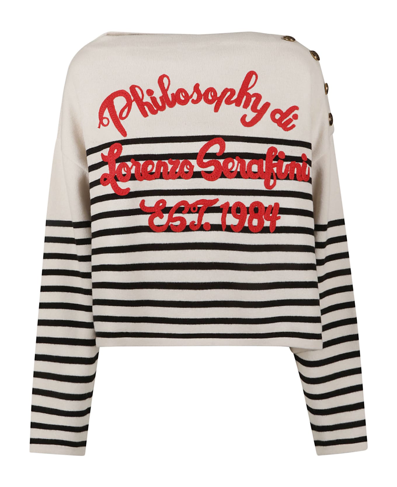 Philosophy di Lorenzo Serafini Back Stripe Sweater - Blue/White ニットウェア
