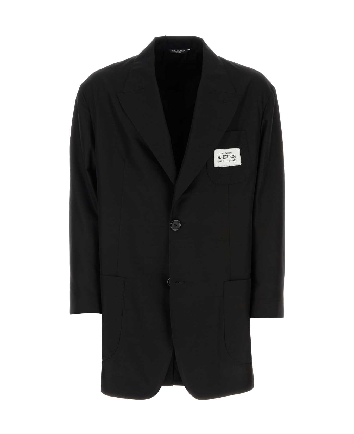 Dolce 
Gabbana Black Shantung Oversize Blazer - NERO