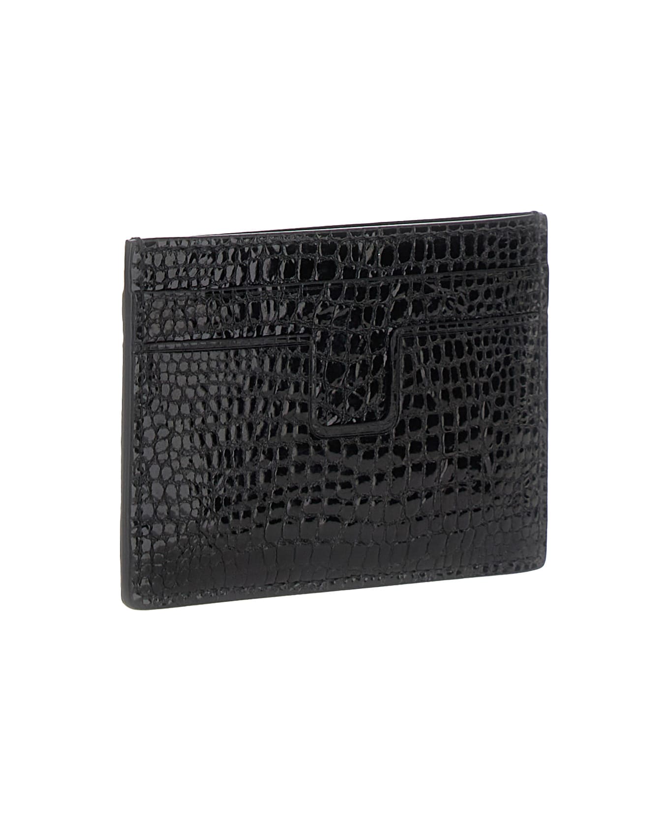 Tom Ford Black Leather Card Holder - BLACK