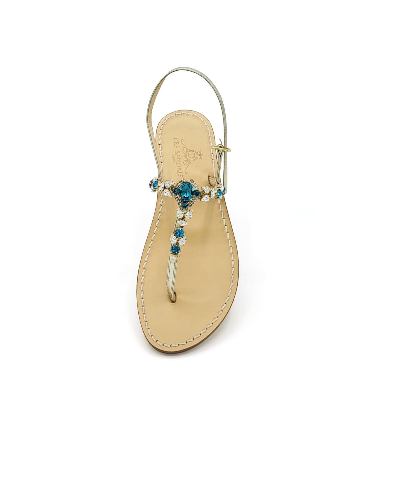 Dea Sandals Parthenope Jewel Sandals - platinum gold laminated, petrol, crystal