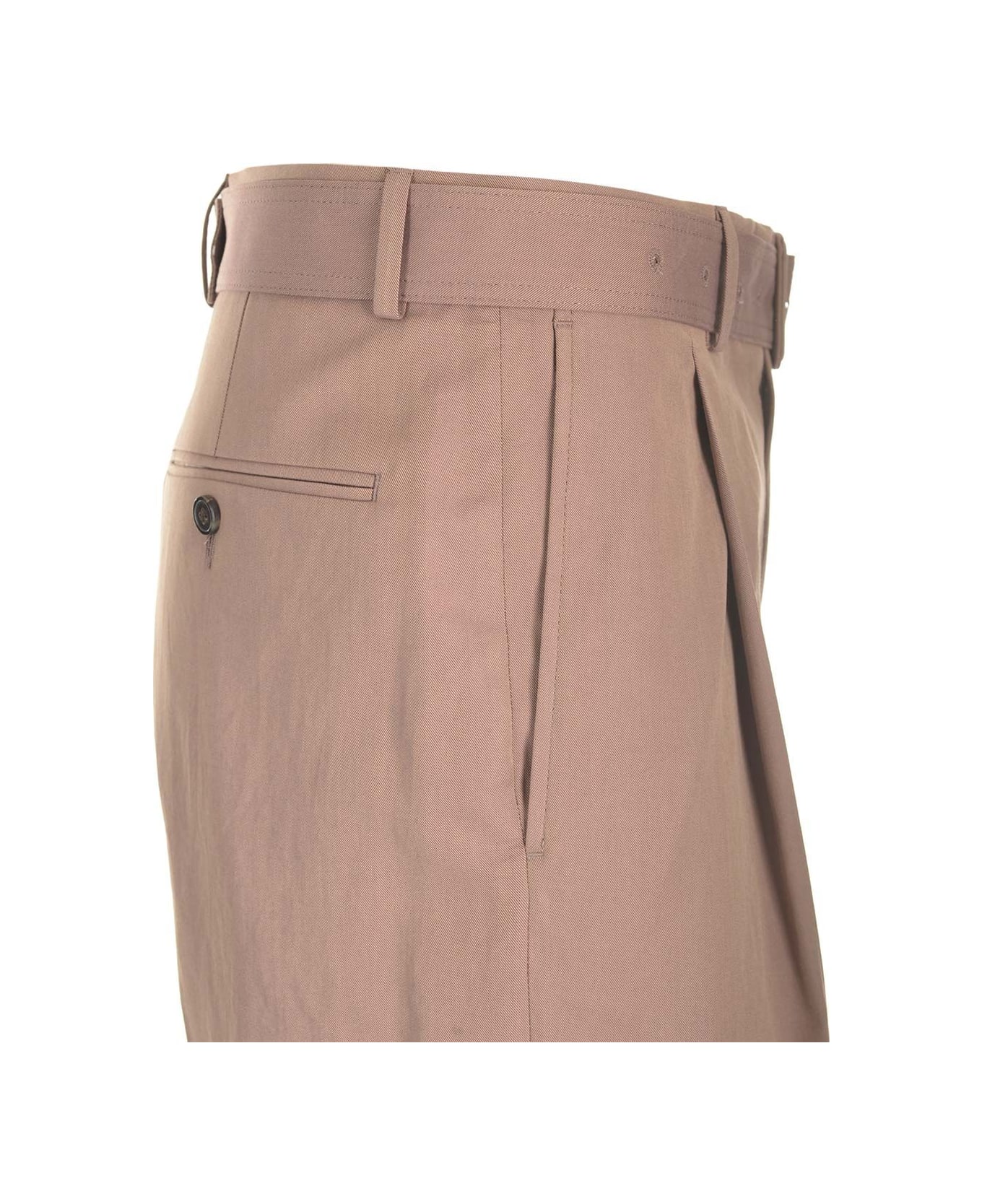 Dries Van Noten Straight Trousers With Belt - Brown