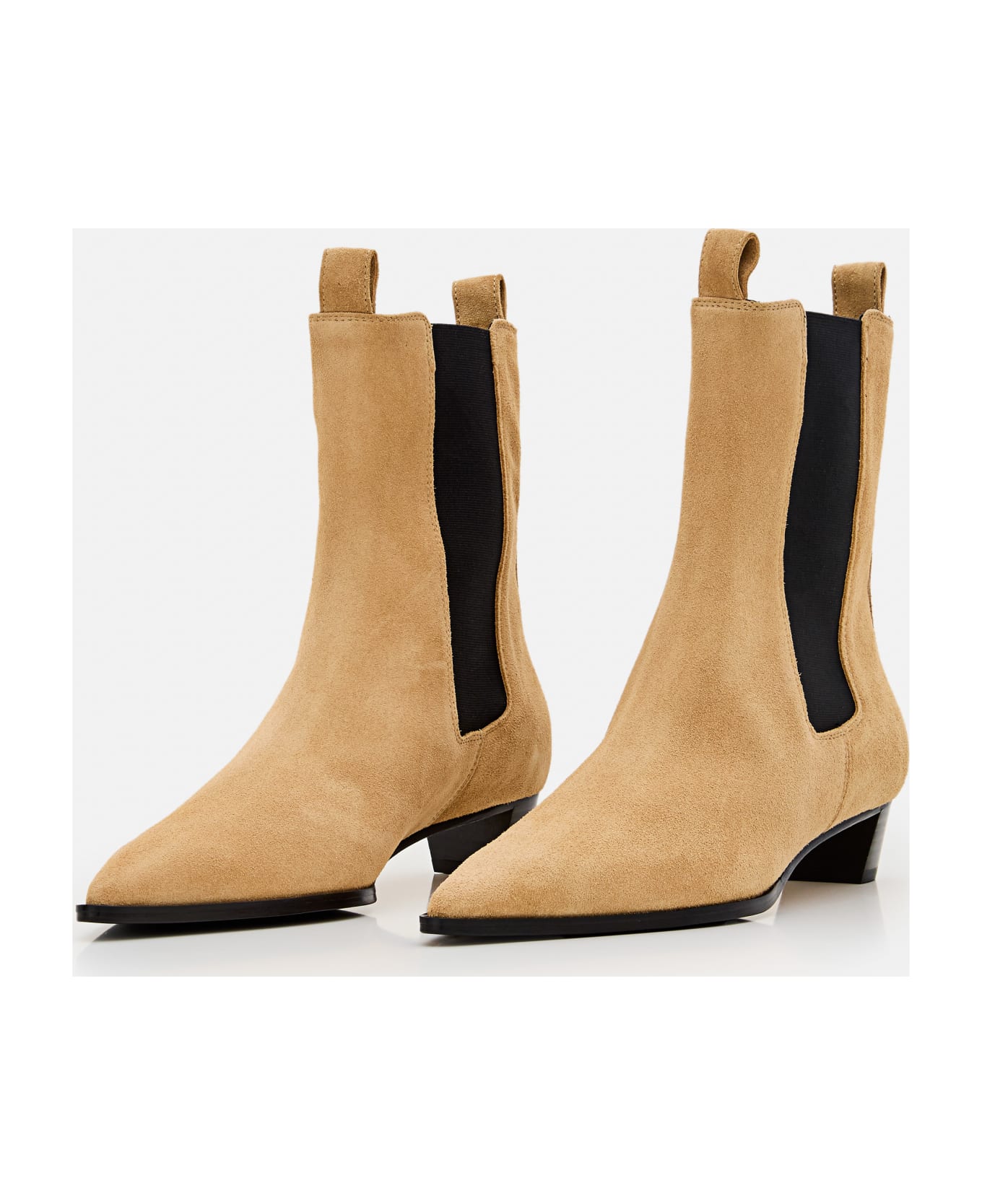 aeyde Kiki Leather Pointed Toe Boots - Beige