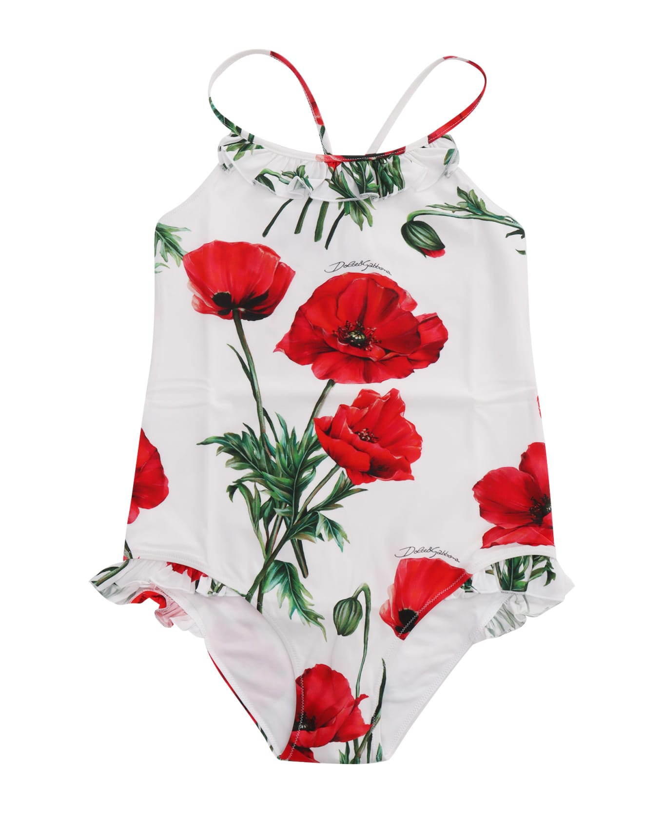 Dolce & Gabbana Floral Swimsuit - WHITE