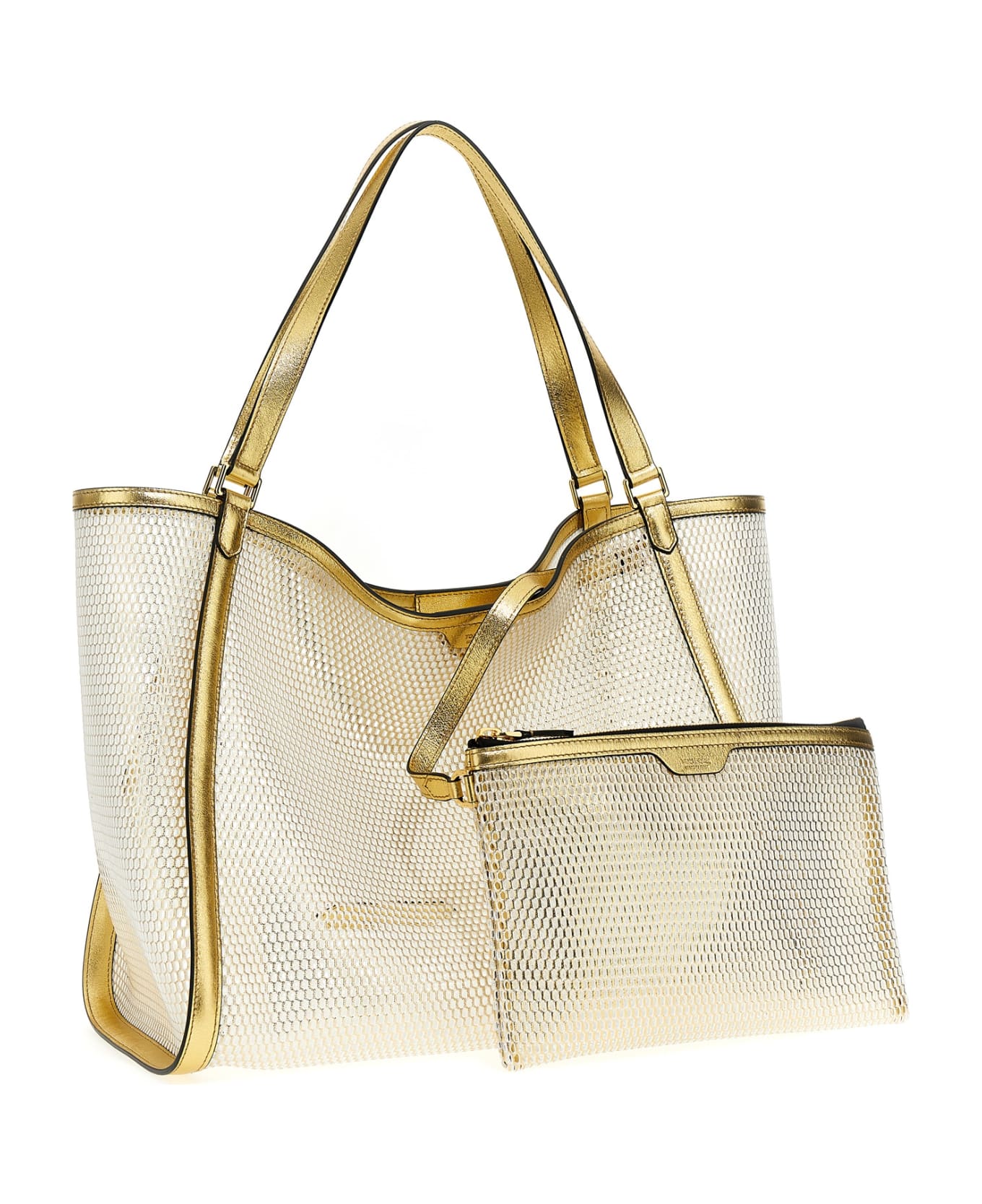 Tom Ford Laminated Leather Mesh Shopping Bag - Gold