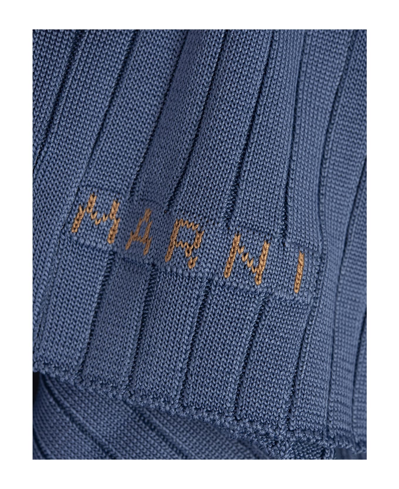 Marni Light Blue Ribbed Knit Short Cardigan - Blue