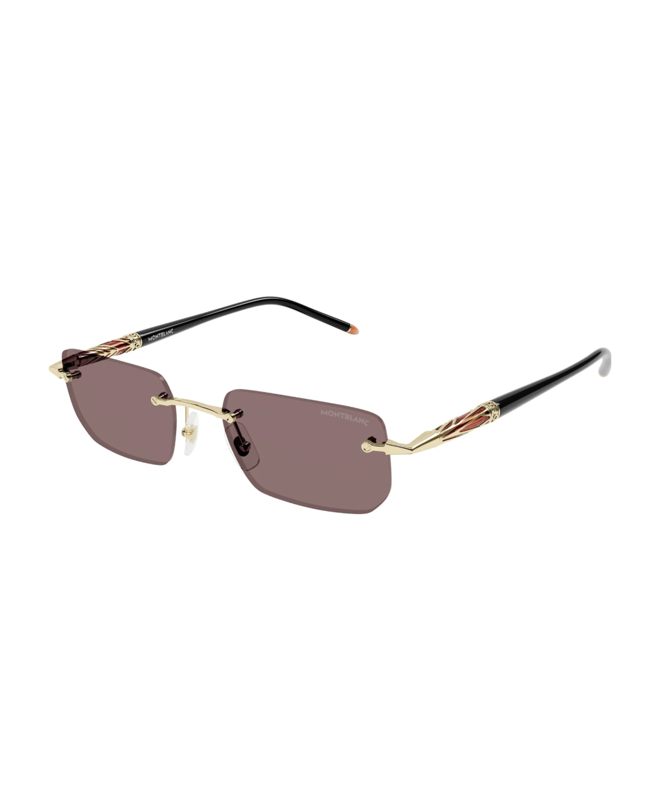Montblanc MB0348S Sunglasses - Gold Black Brown