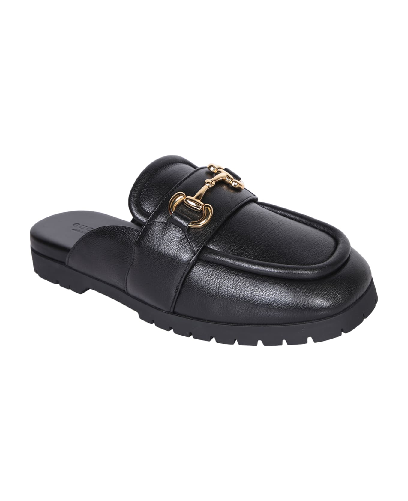 Gucci Black Leather Slippers - Black