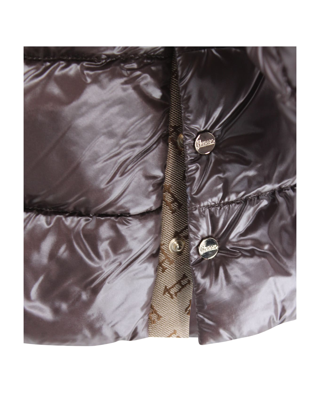 Herno Shiny Short Down Jacket - Marrone scuro