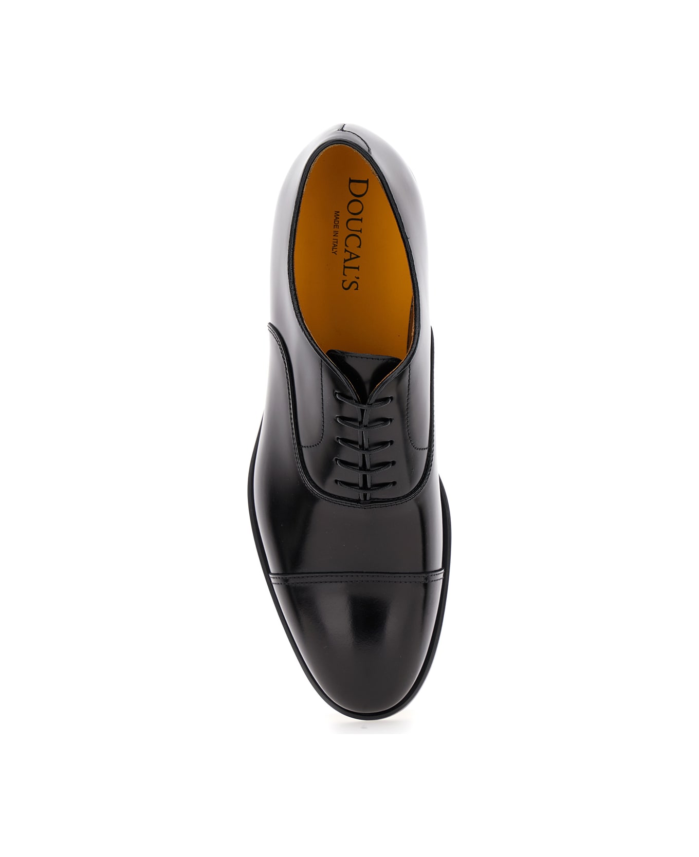 Doucal's Black Oxford Shoes With Five Holes In Smooth Leather Man - Black