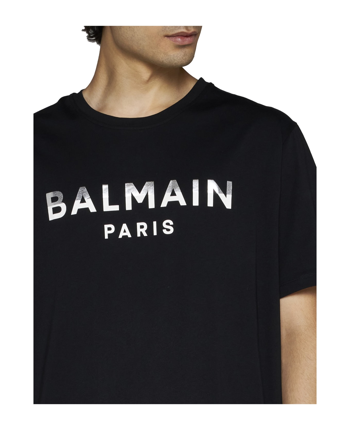 Balmain Crew-neck T-shirt - Noir argent creme