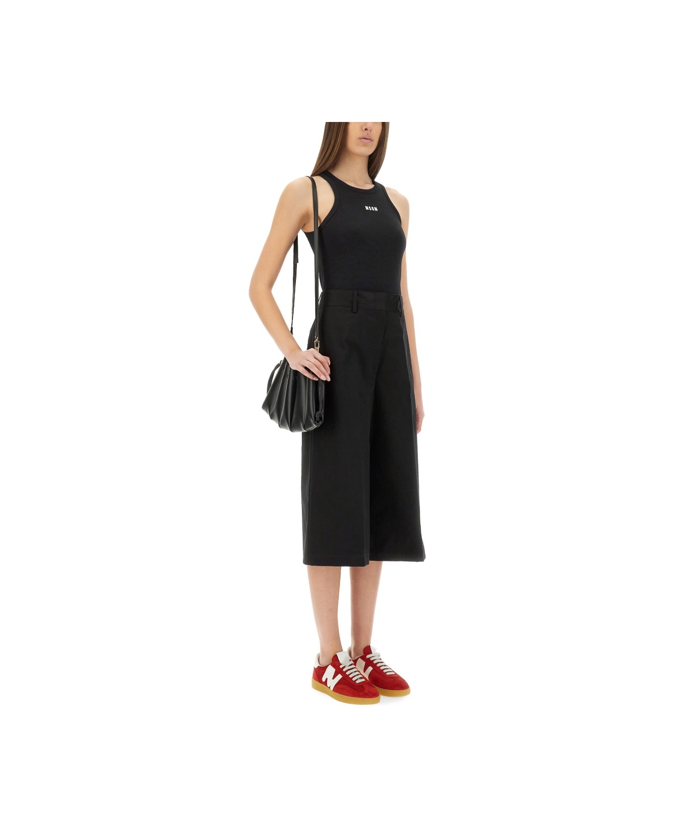 MSGM "wide-leg" Midi Pants - BLACK