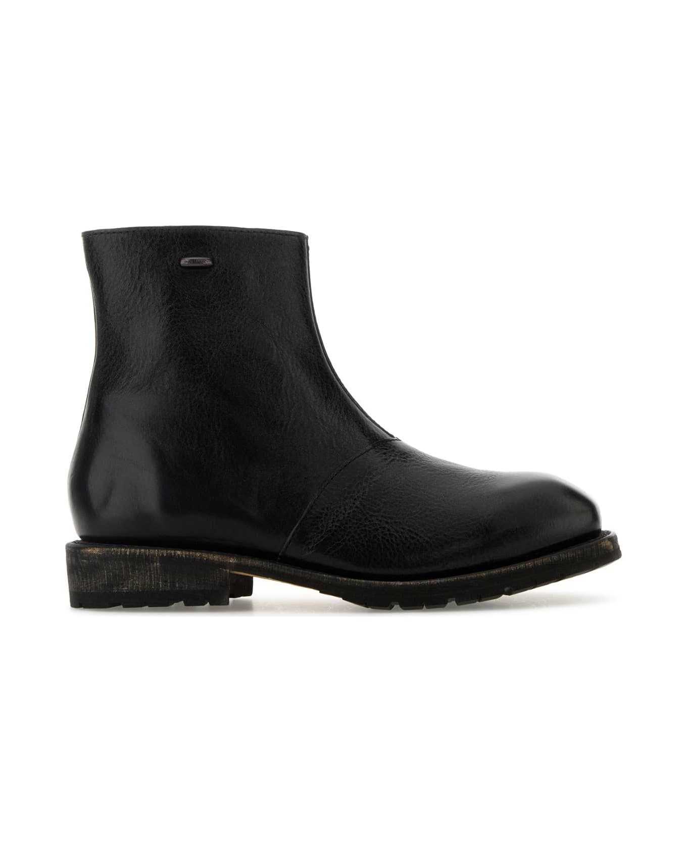 Our Legacy Black Leather Engine Ankle Boots - DEEP BLACK LEATHER