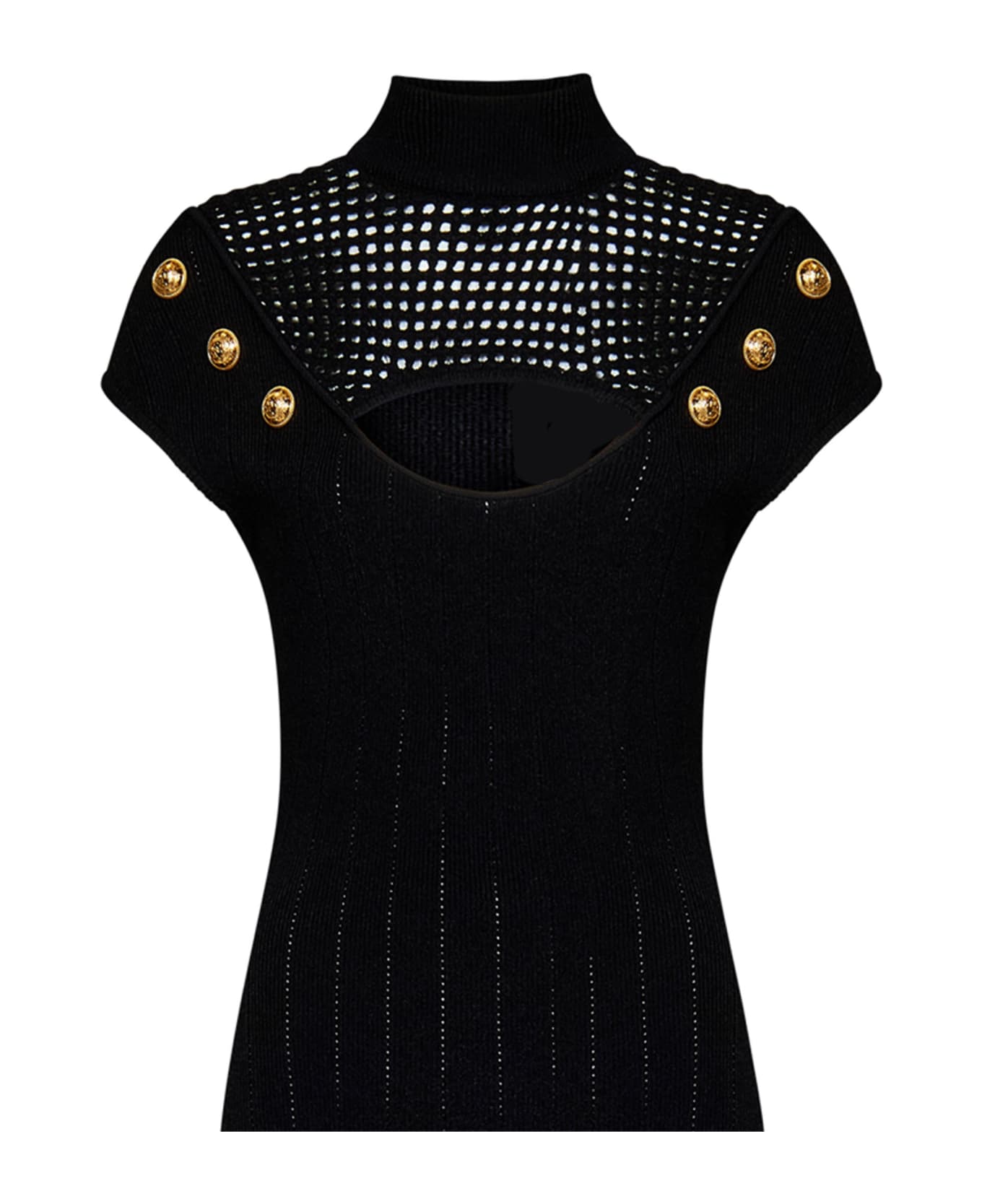 Balmain Knitted Sheath Dress - Black