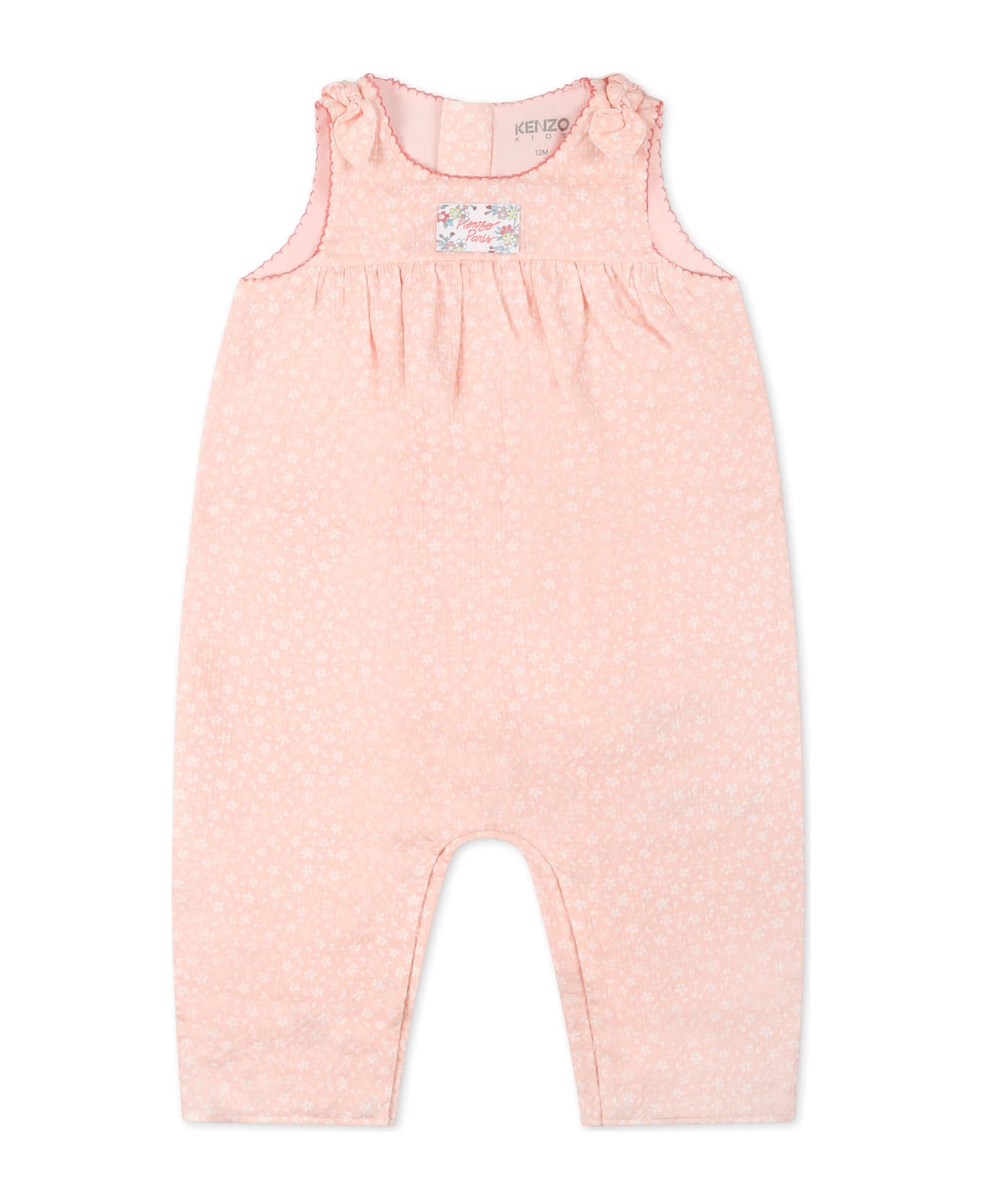 Kenzo Kids Pink Romper For Baby Girl With Logo - Pink