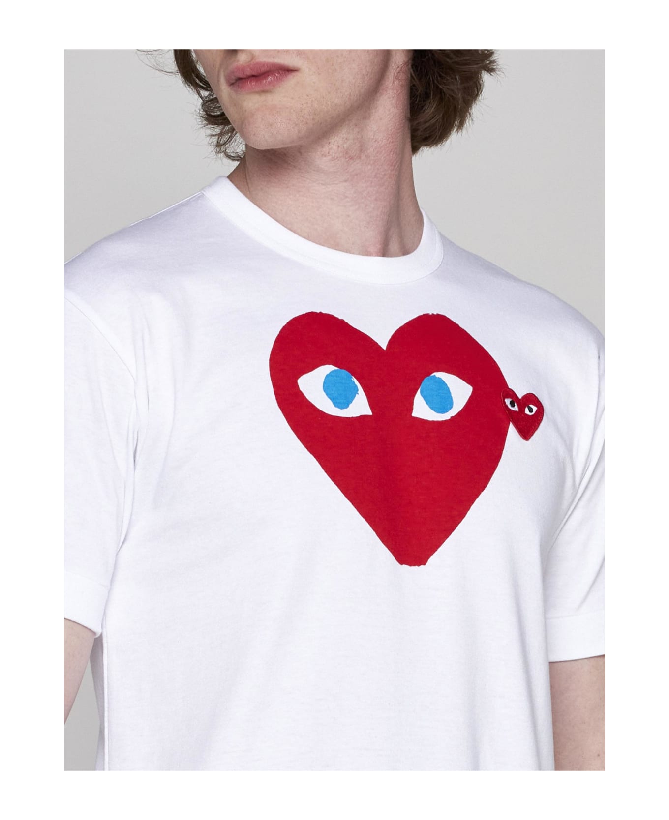 Comme des Garçons Play Heart Print Cotton T-shirt - WHITE