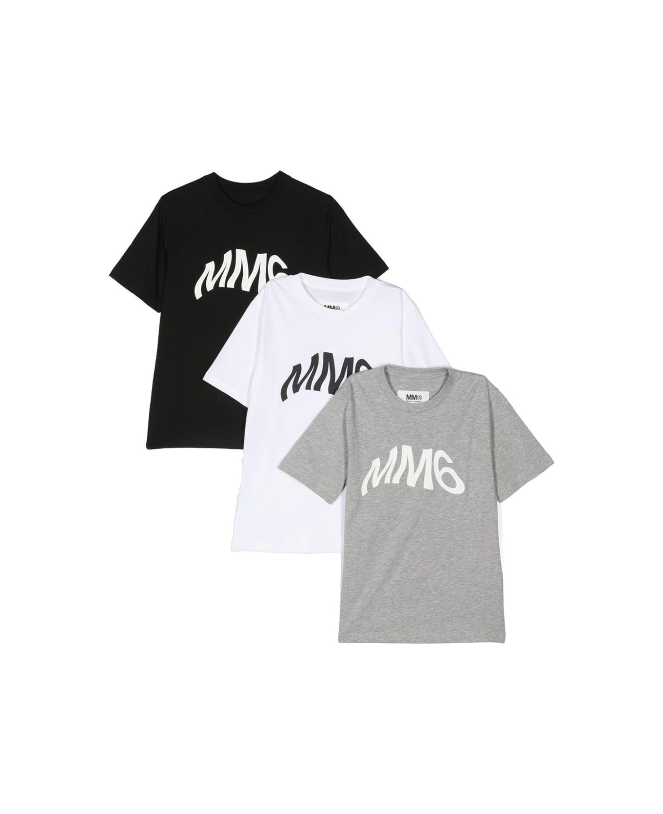 MM6 Maison Margiela Mm6t46u Three-pack Short Sleeve T-shirt - Black.white.grey Melange