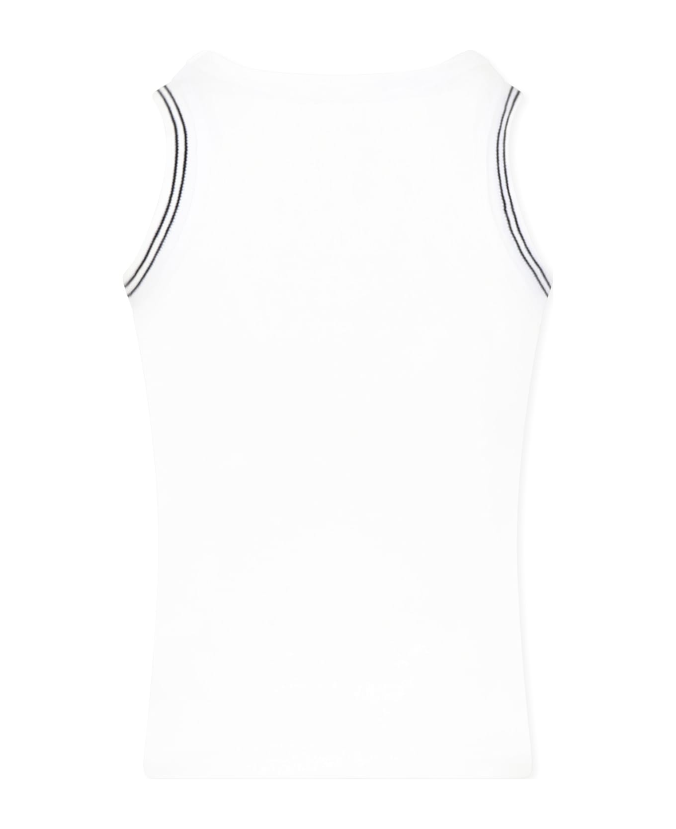DKNY White Tank Top For Girl With Logo - White
