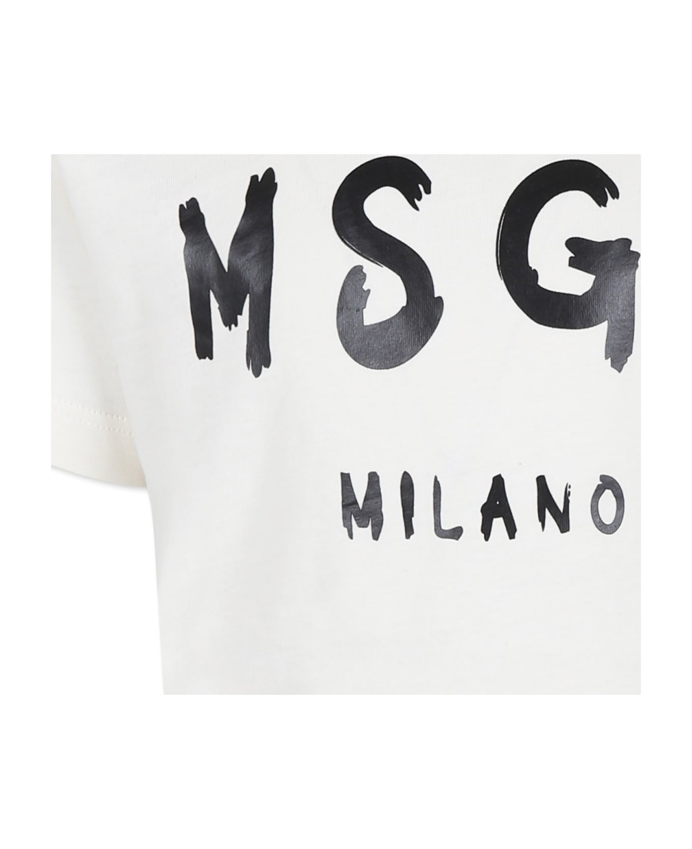 MSGM Ivory T-shirt For Kids With Logo - Ivory