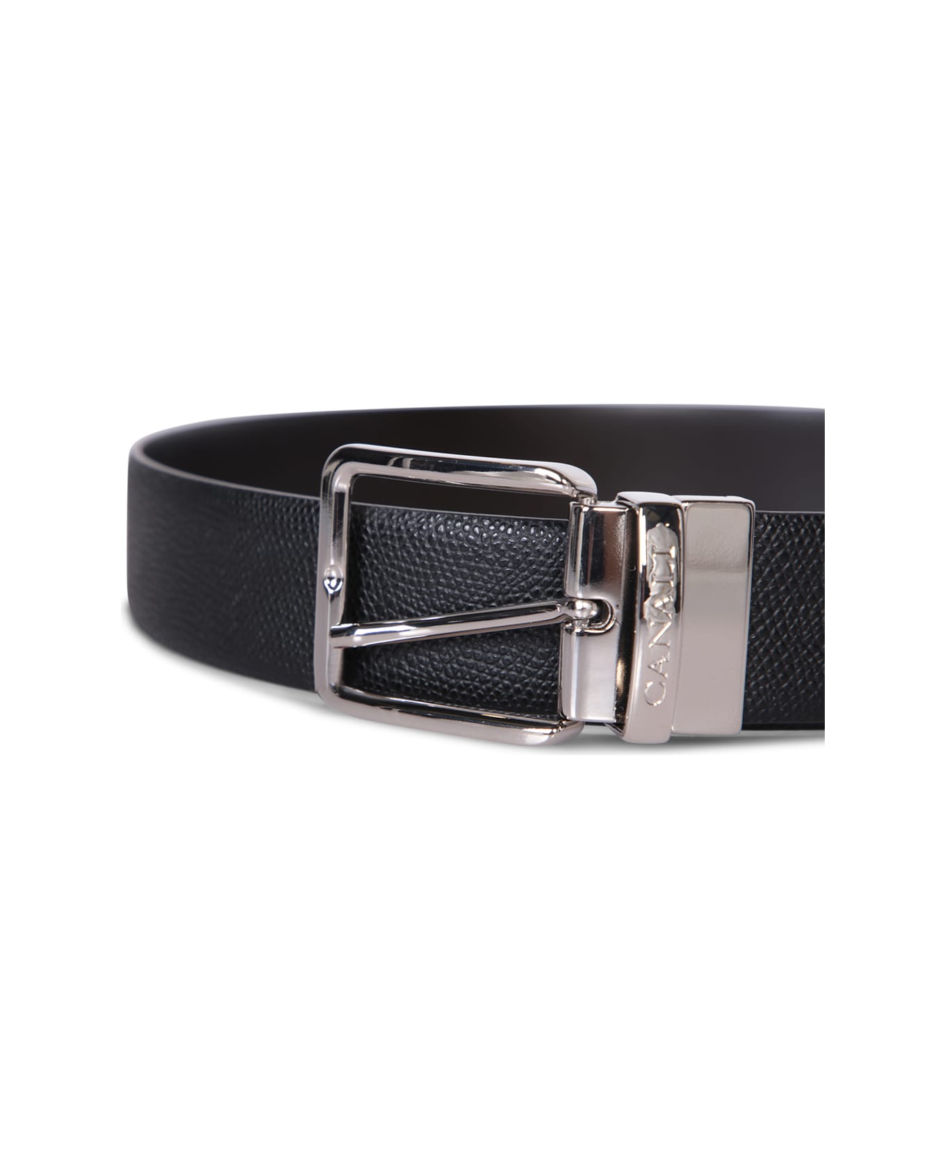 Canali Belt With Grained Texture By Canali. Perfect Combination Of Functionality And Elegance - Black