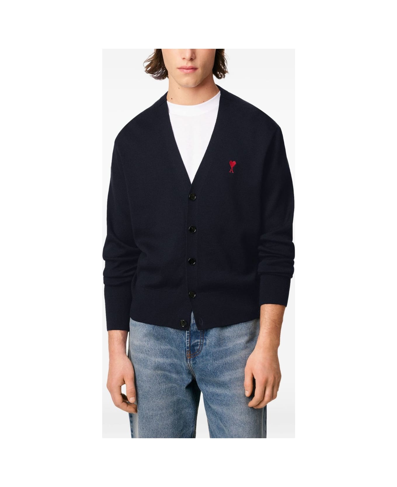 Ami Alexandre Mattiussi Ami Paris Ami De Coeur Cardigan - Blue