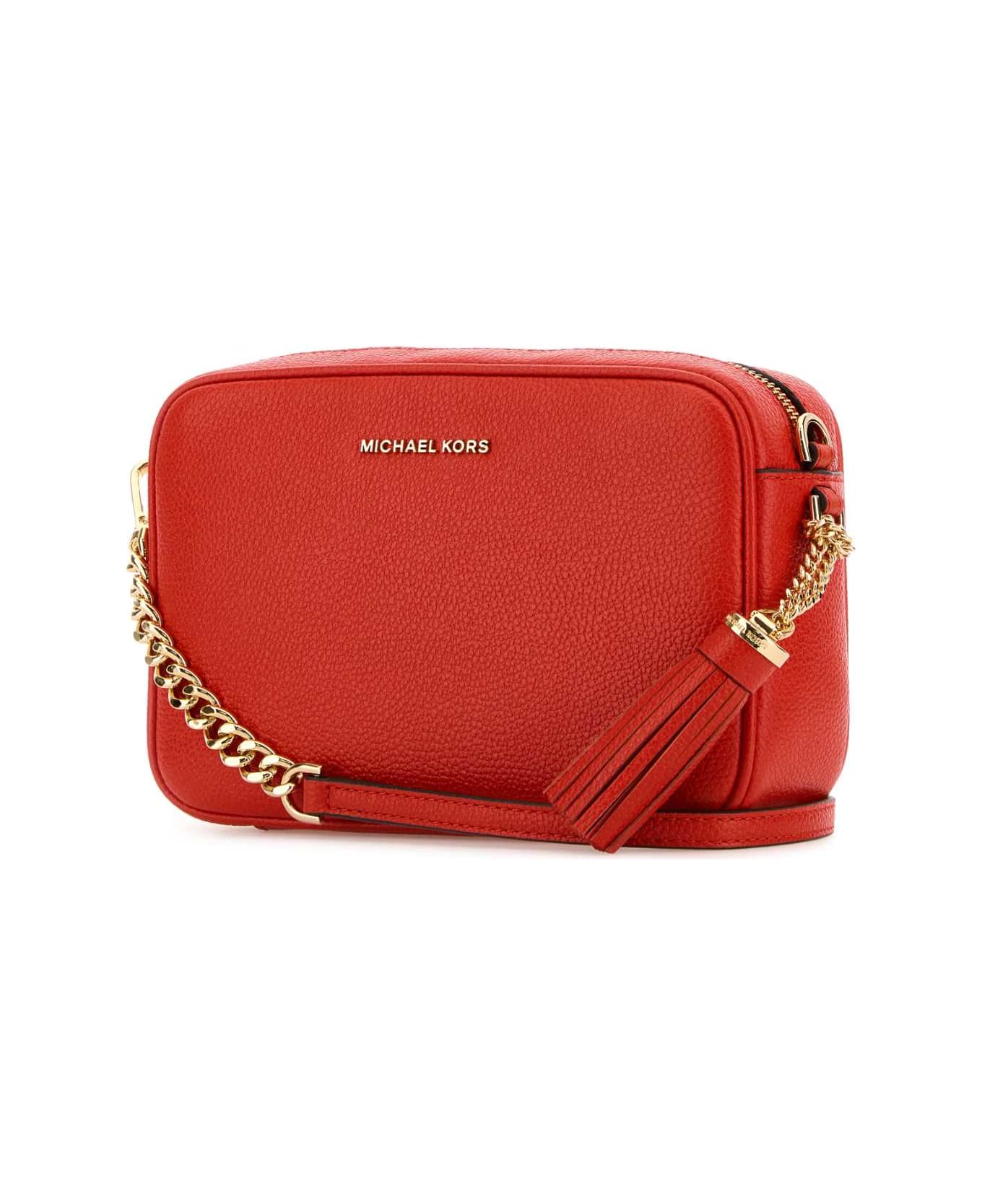 Michael Kors Coral Leather Medium Crossbody Bag - BURNTSIENNA