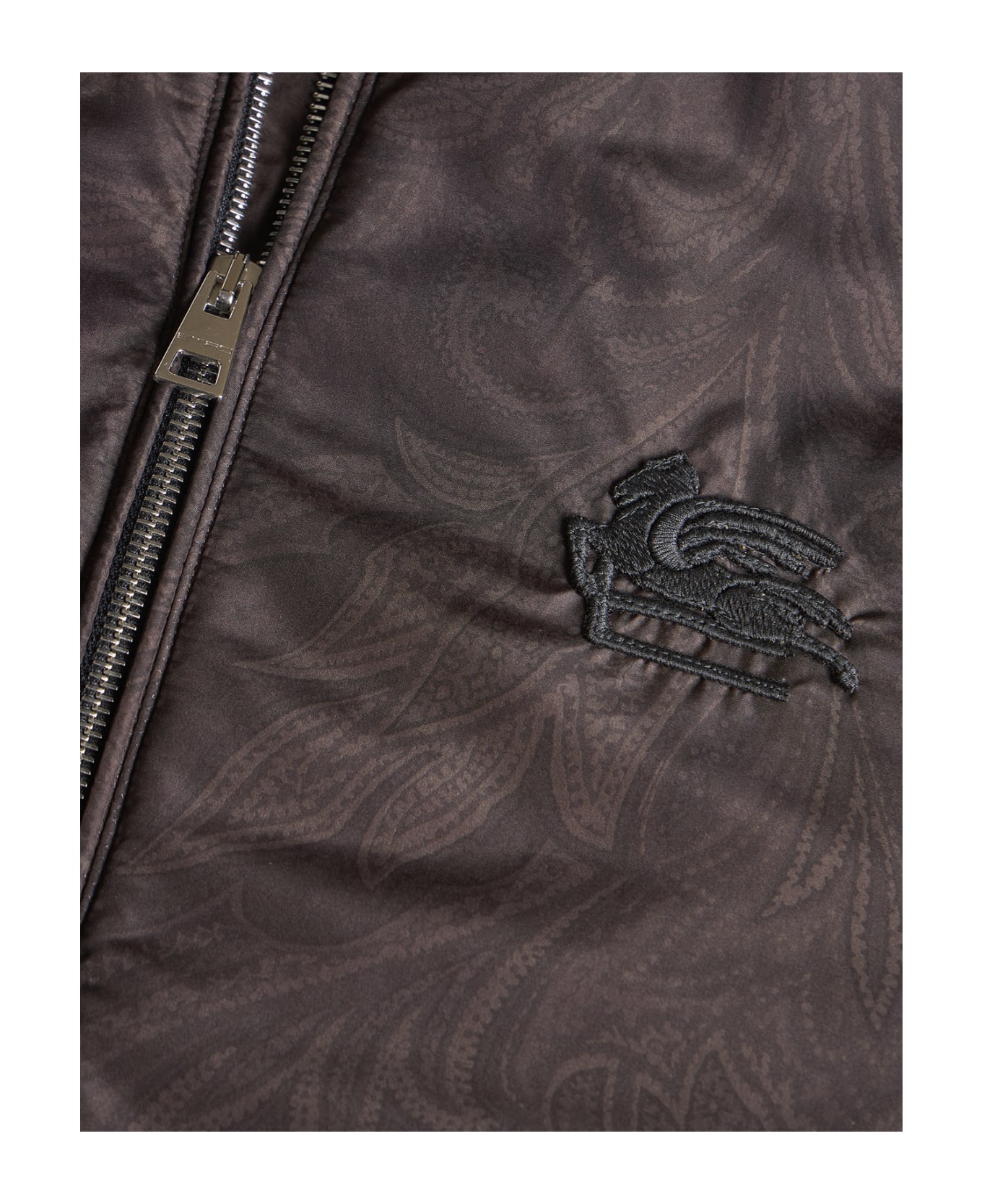Etro Black Paisley Bomber Jacket With Logo - Black