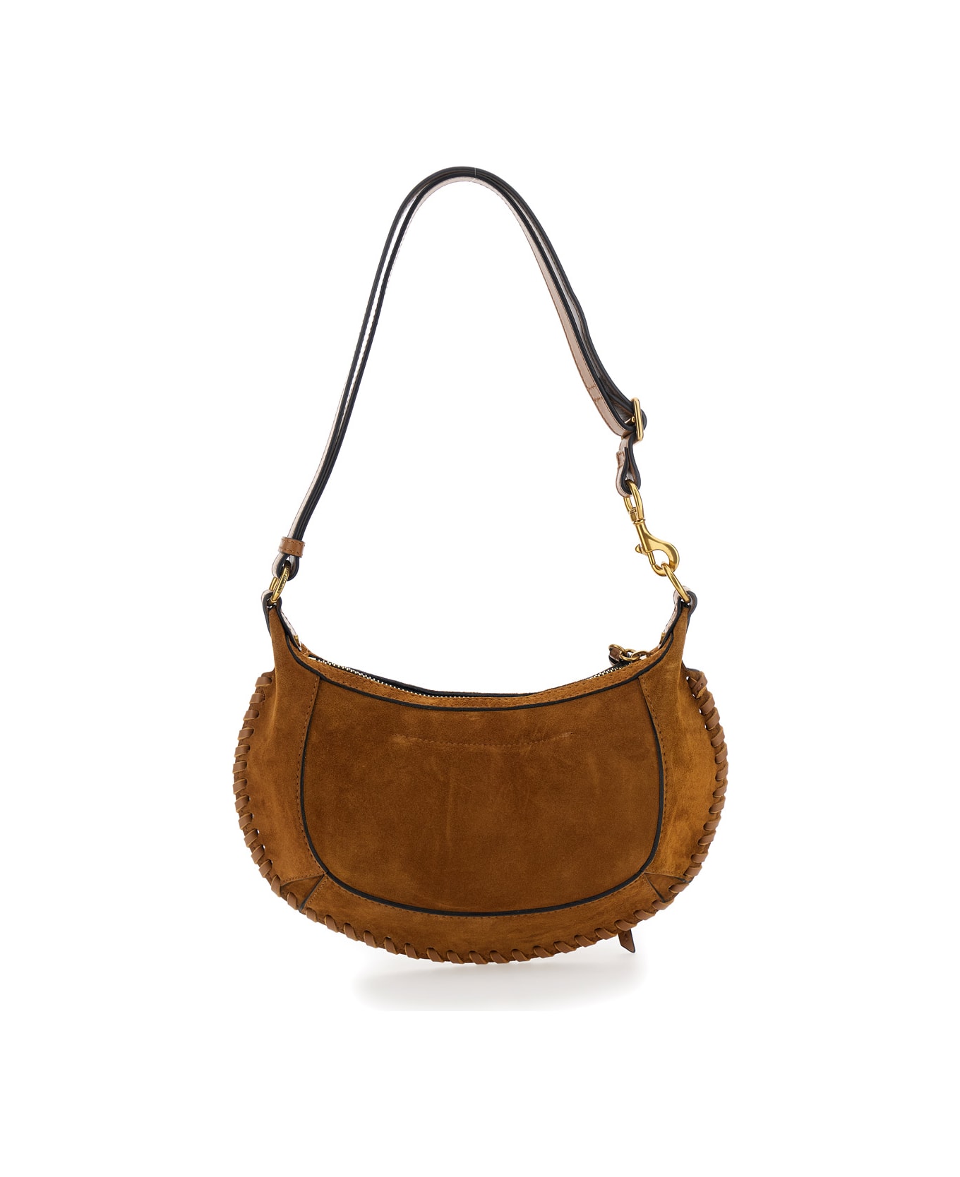 Isabel Marant 'oskan Moon' Brown Crossbody Bag With Front Logo Print In Suede Woman - BROWN