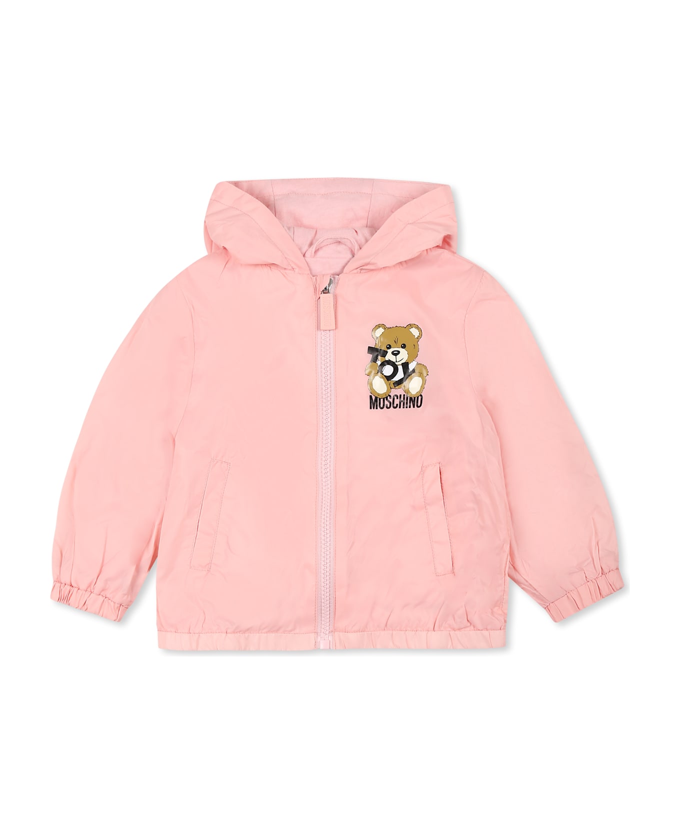 Moschino Pink Windbreaker Jacket For Baby Girl With Teddy Bear - Pink