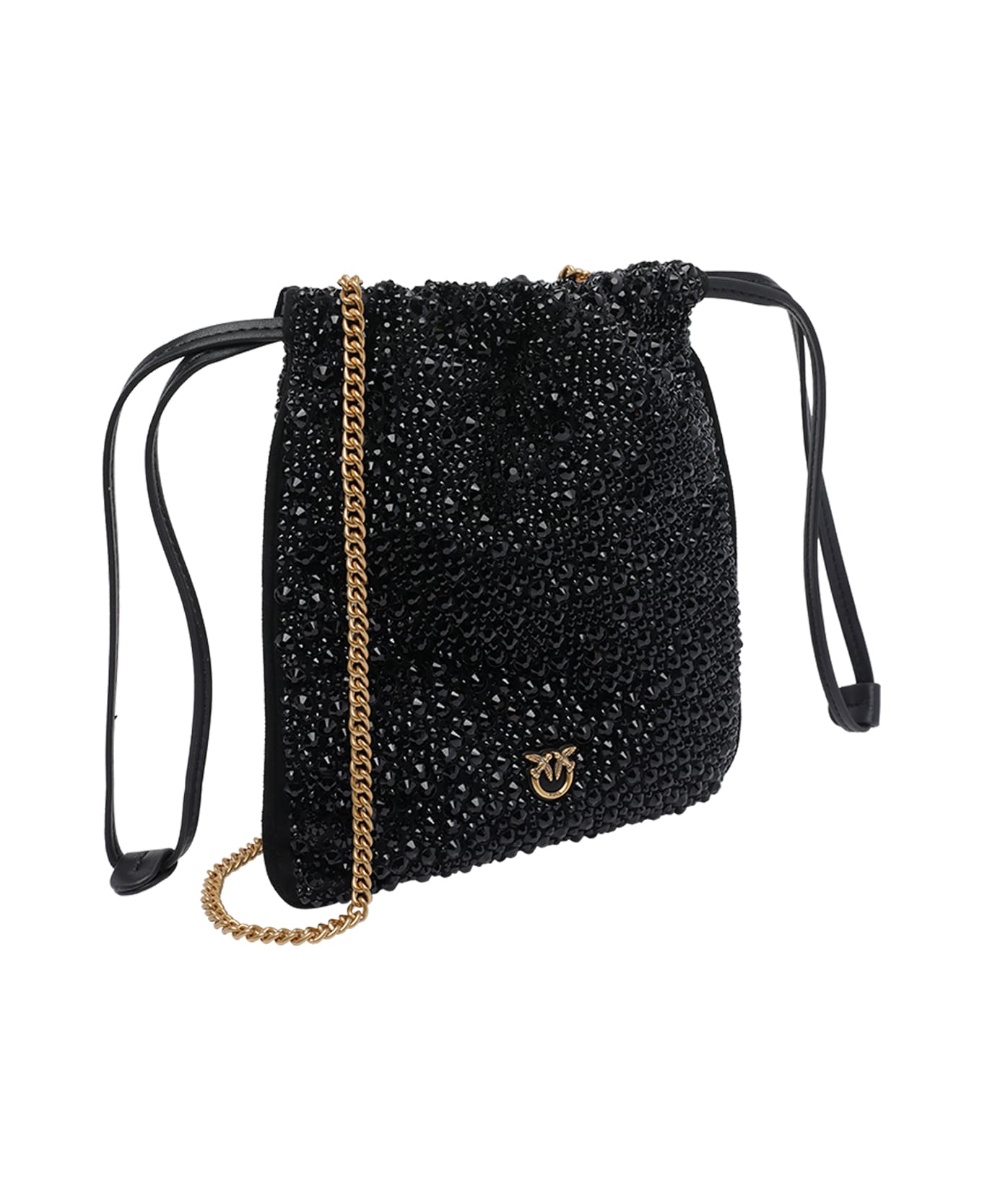 Pinko Slouchy Fully Rhinestoned Shoulder Pouch - Black