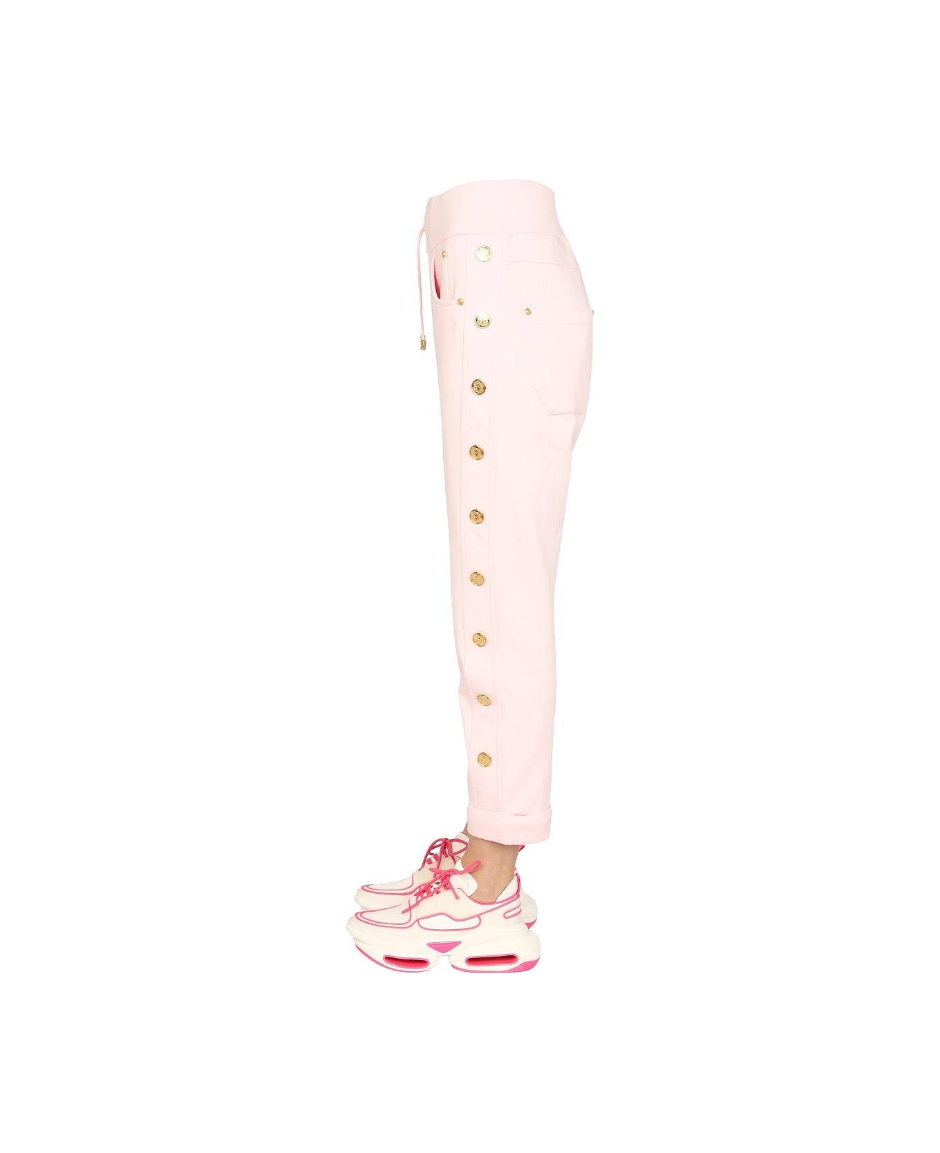 Balmain Jogging Pants With Embossed Buttons - Pink