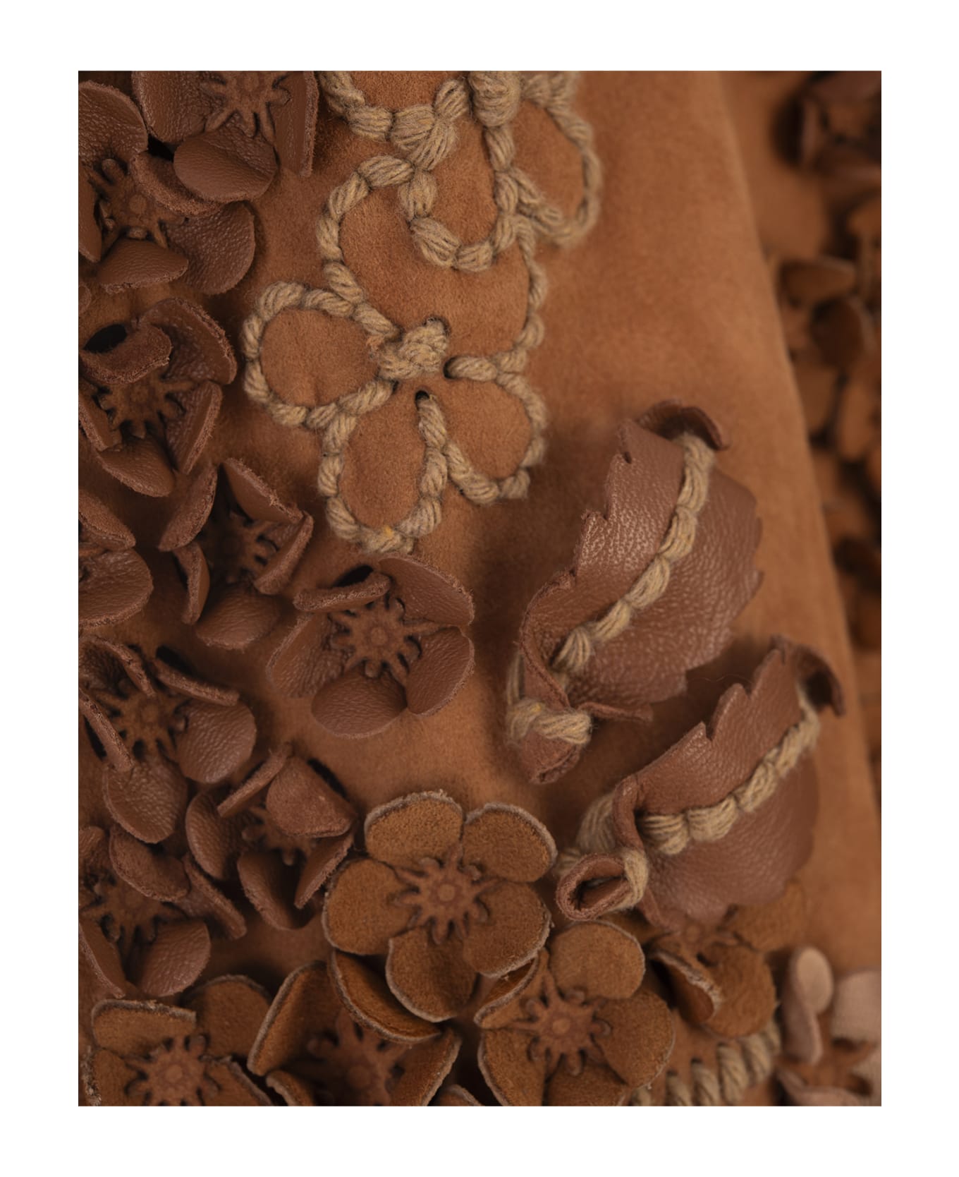 Ermanno Scervino Brown Suede One-breasted Jacket With Embroidery And Appliqués - Brown