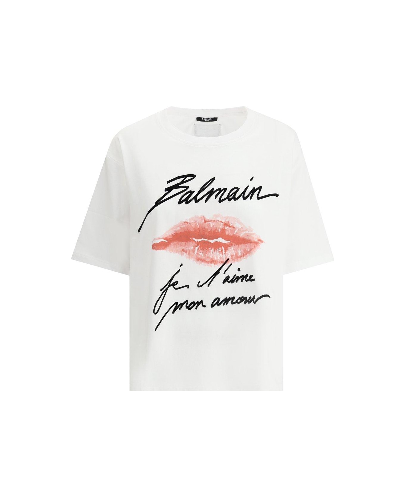 Balmain Kiss T-shirt - Blanc/noir/rouge
