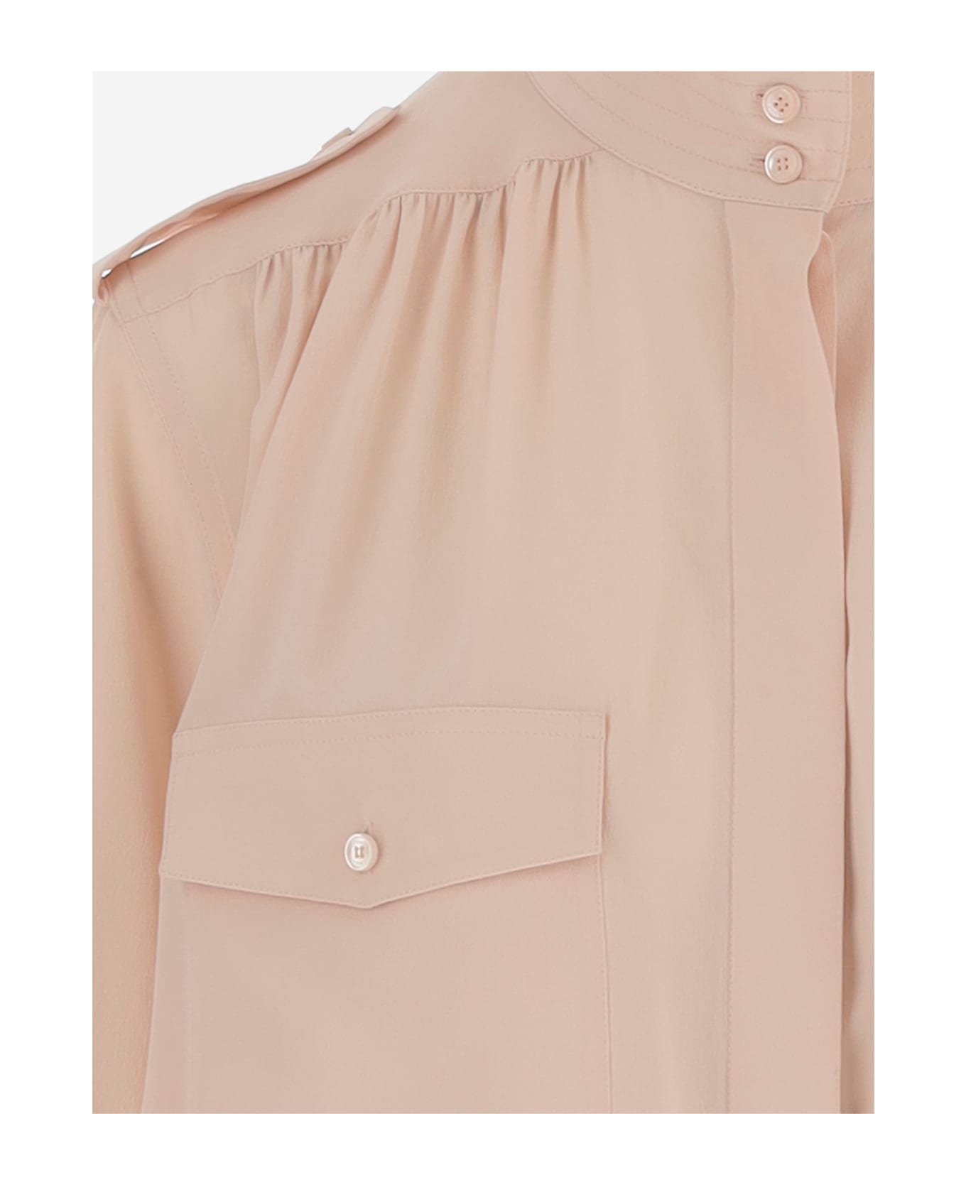Chloé Pleated Silk Crepe Shirt - Pink