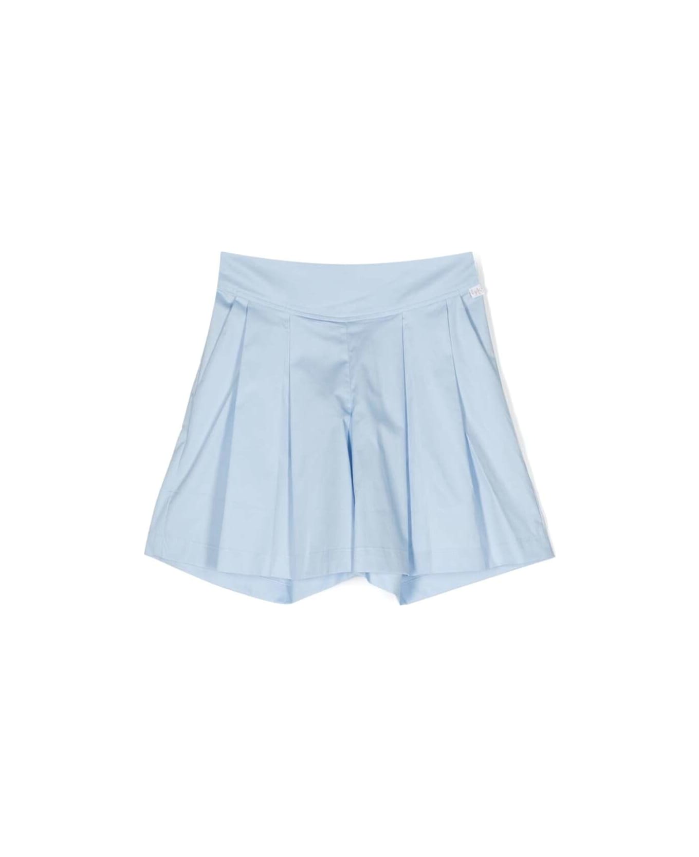 Il Gufo Light Blue Shorts With Elastic Waistband In Stretch Cotton Girl - Light blue