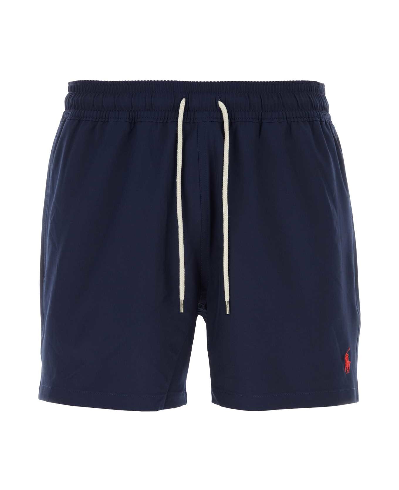 Polo Ralph Lauren Navy Blue Stretch Polyester Swimming Shorts - 004