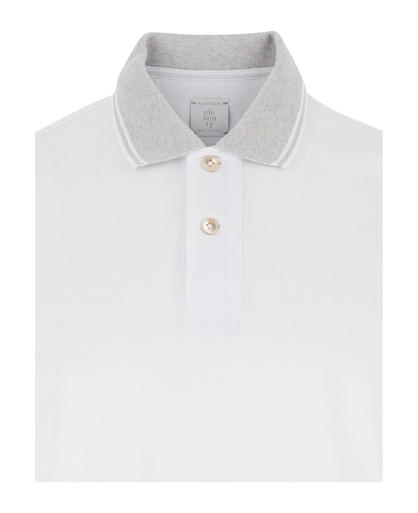 Eleventy White Piqué-weave Polo Shirt - White