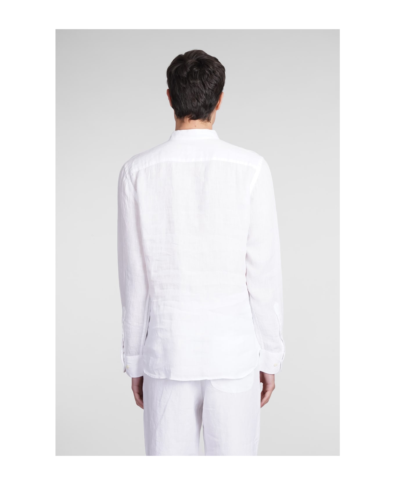 120% Lino Shirt In White Linen - Bianco