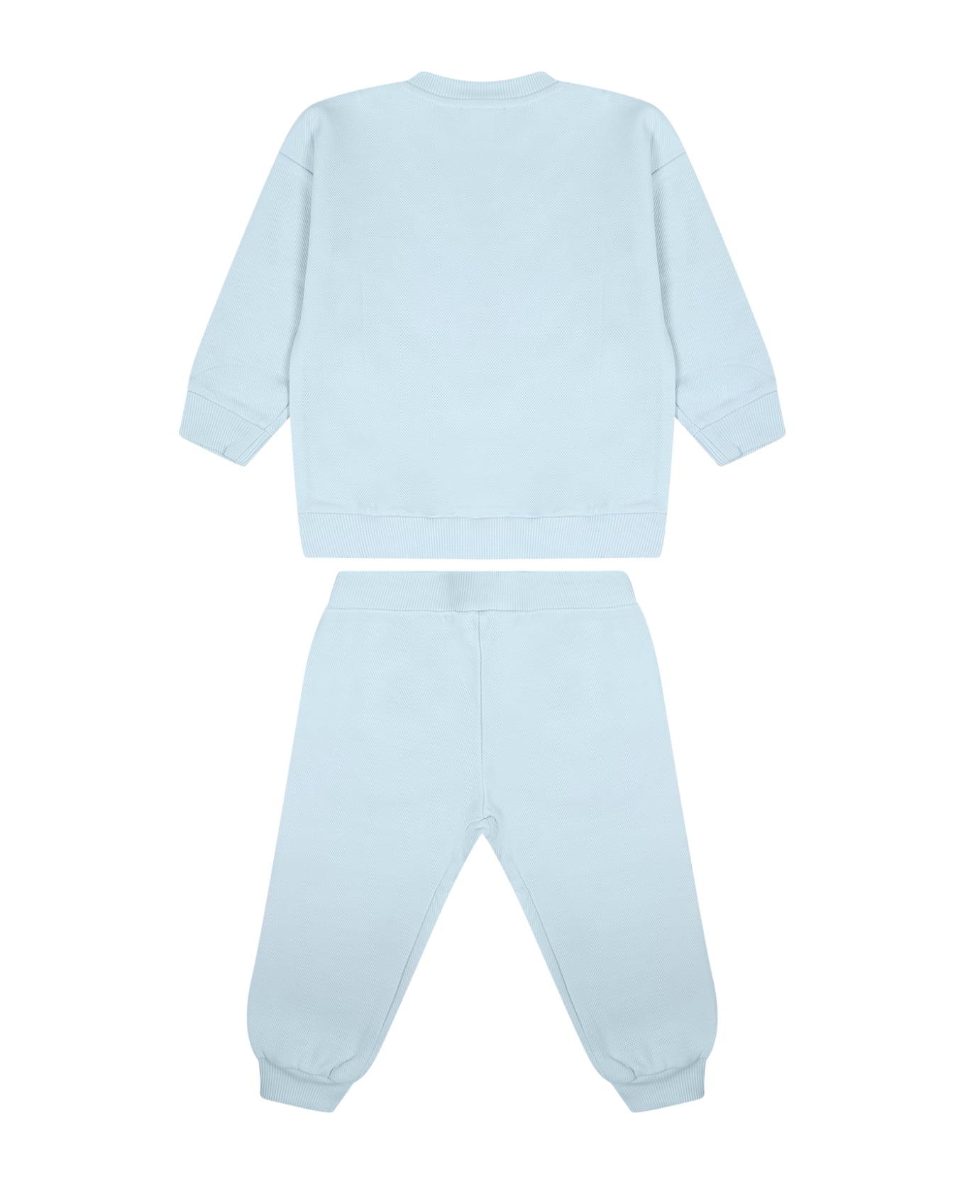 Moschino Light Blue Set For Baby Boy With Teddy Bear And Logo - Light Blue ボトムス