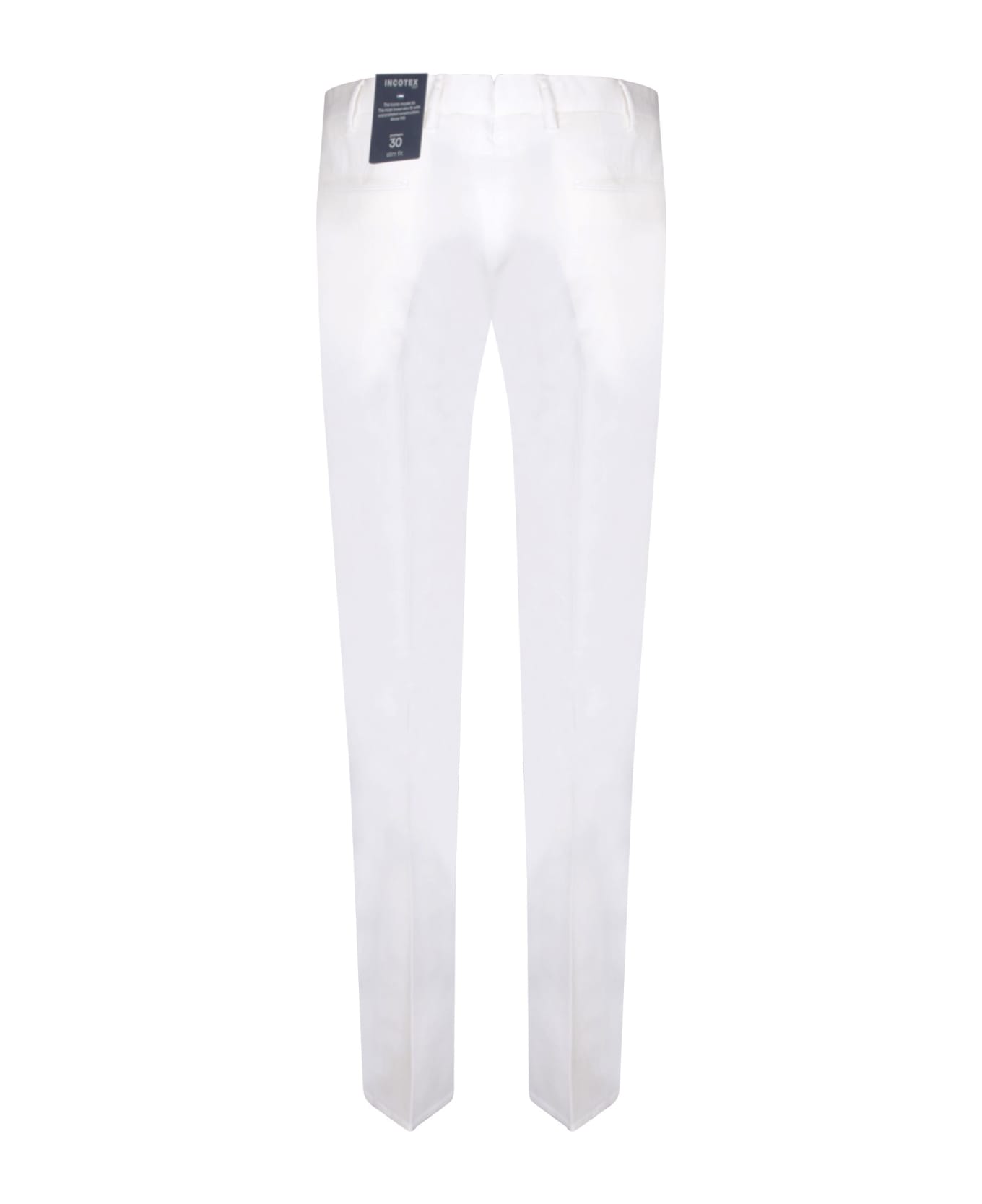 Incotex Slim Fit White Trousers - White ボトムス
