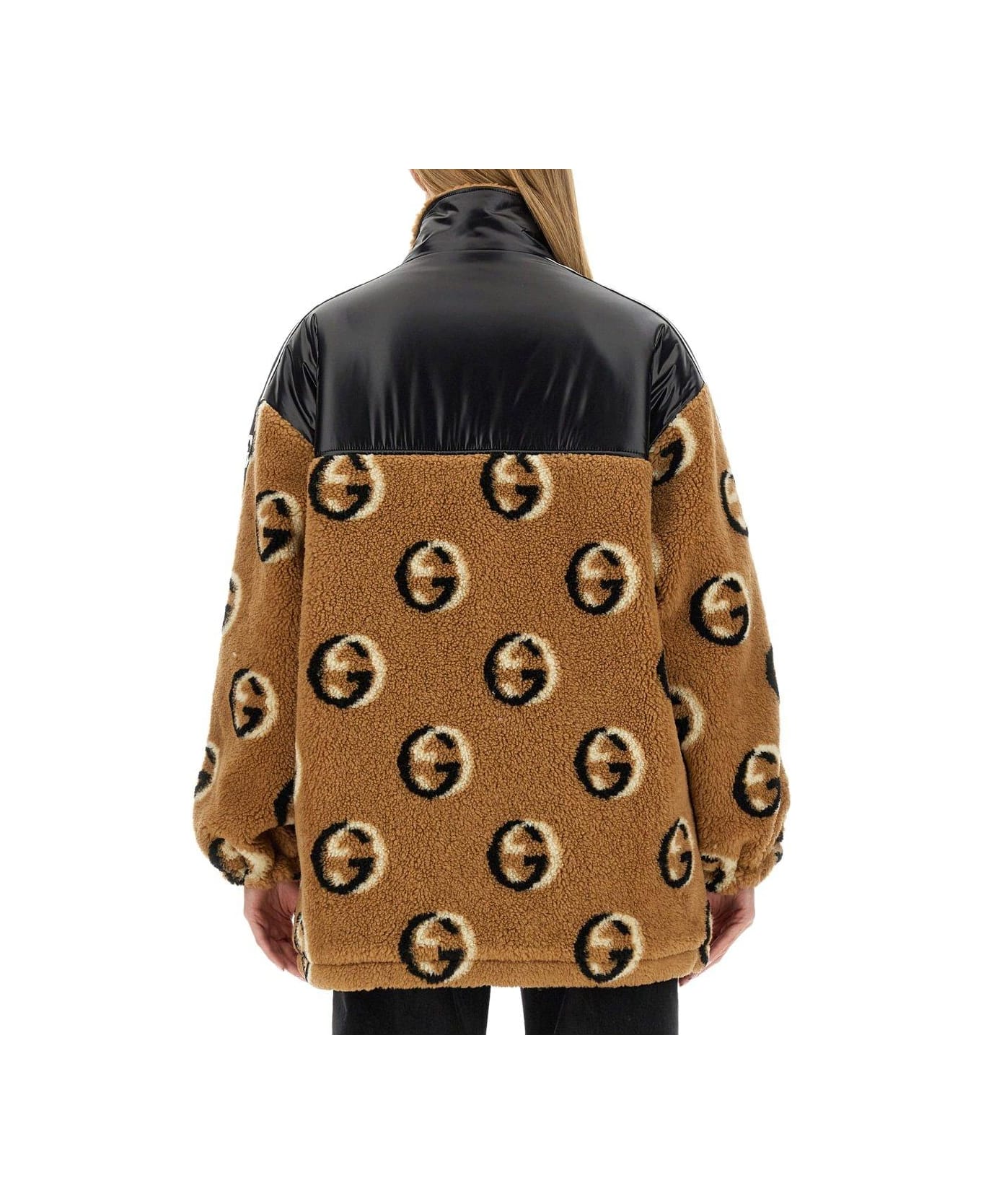Gucci Fleece Jacquard Zipper Jacket - BEIGE