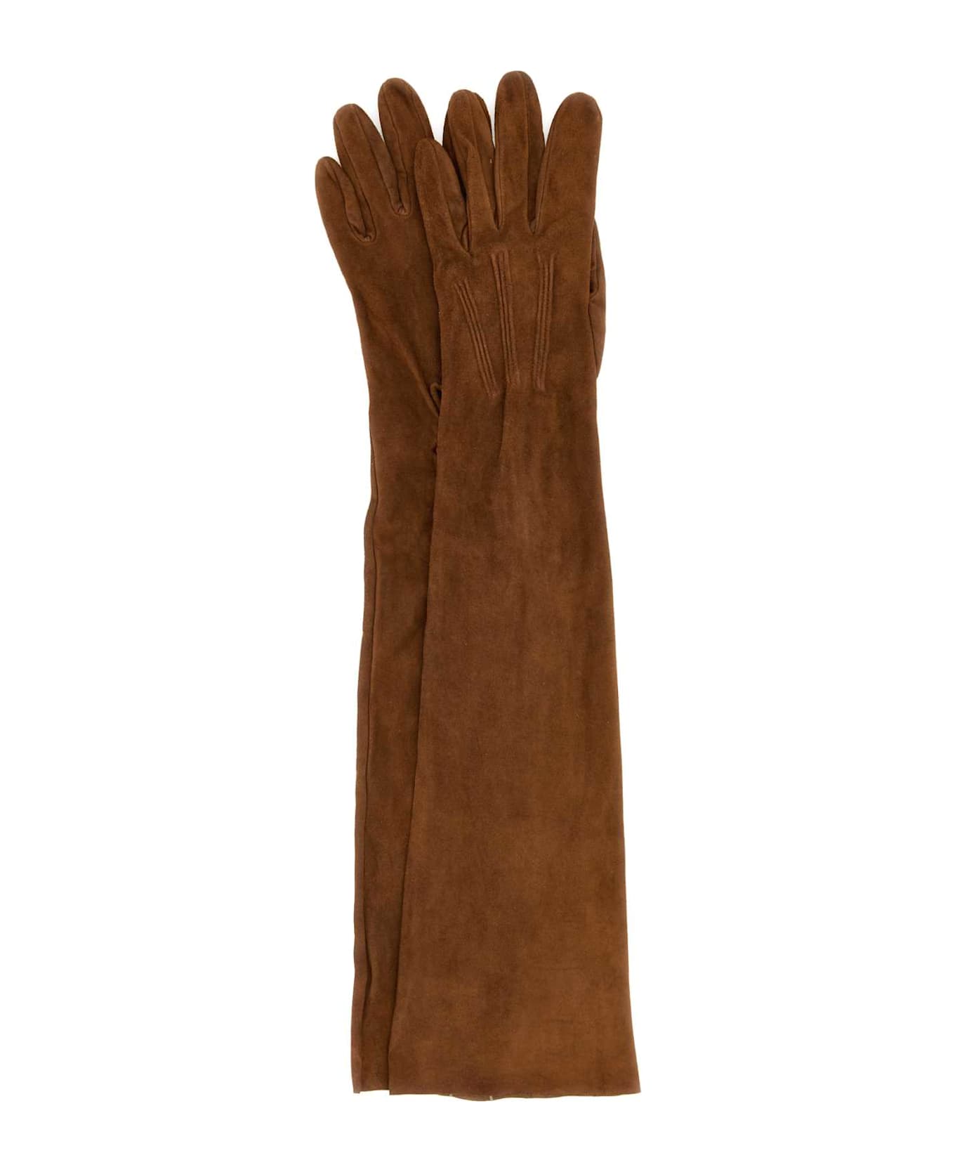 Prada Caramel Suede Long Gloves - PALISSANDRO
