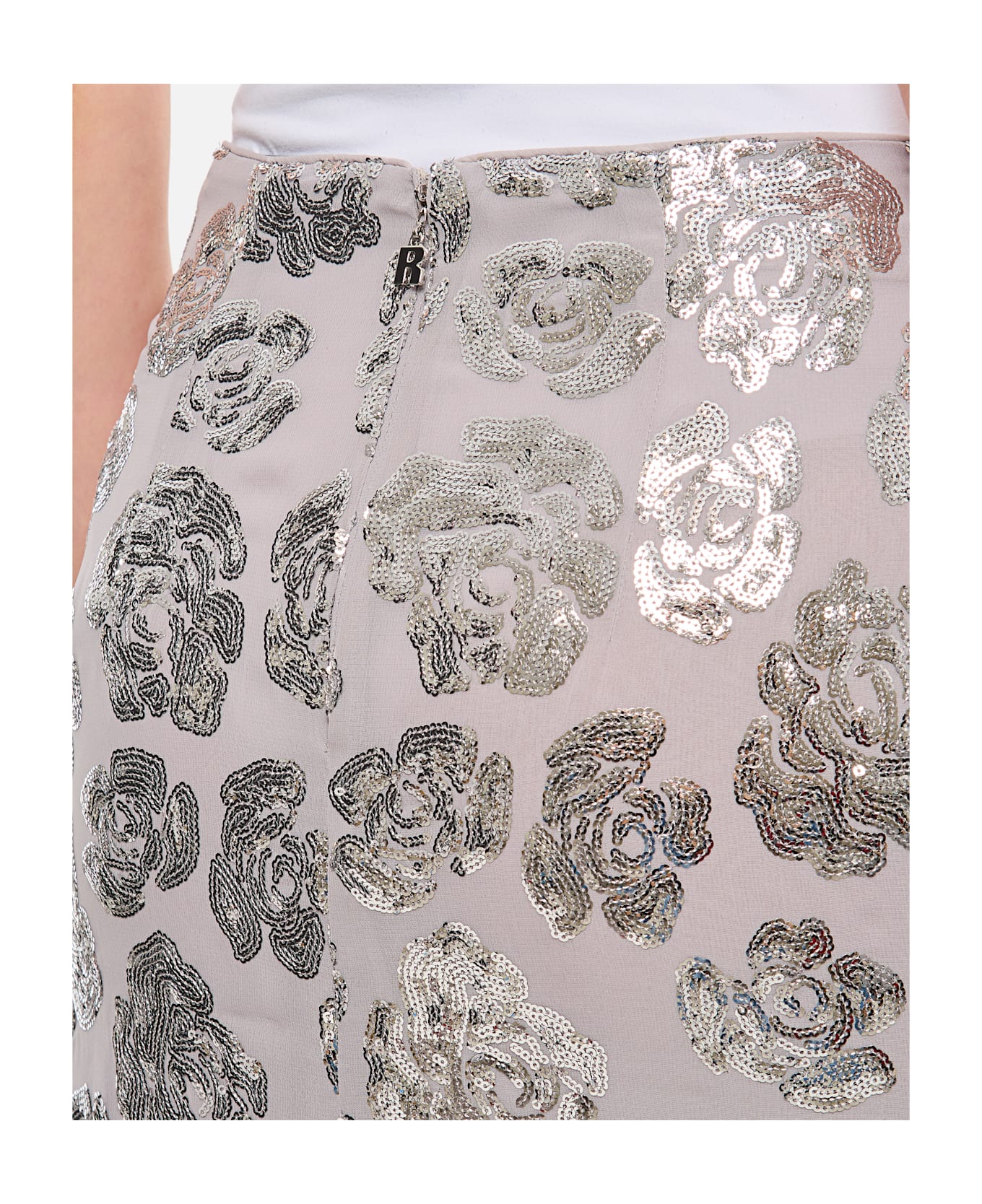 Rotate by Birger Christensen Sequin Chiffon Skirt - Silver