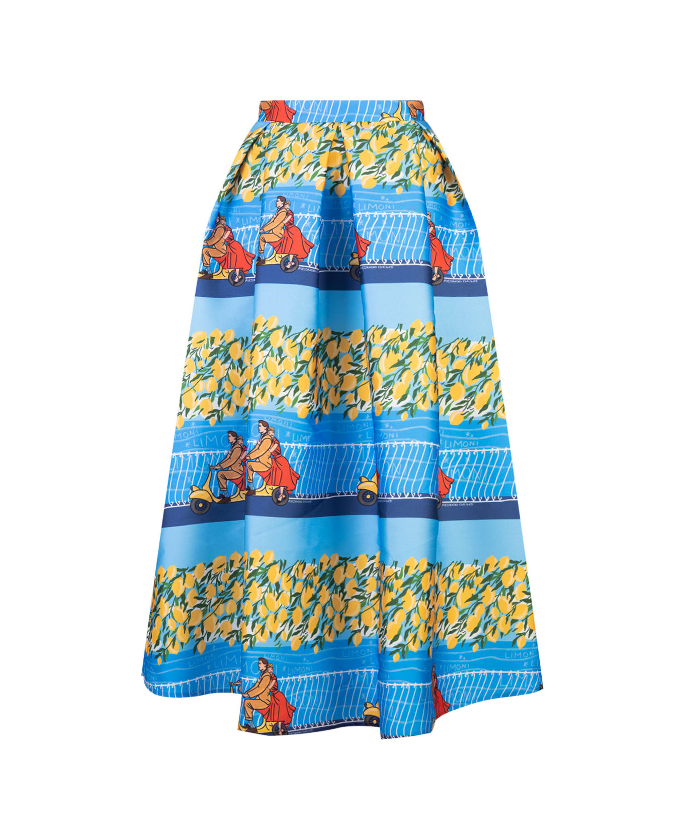 Alessandro Enriquez Blue Bell Long Skirt With Lemons Print - Lime