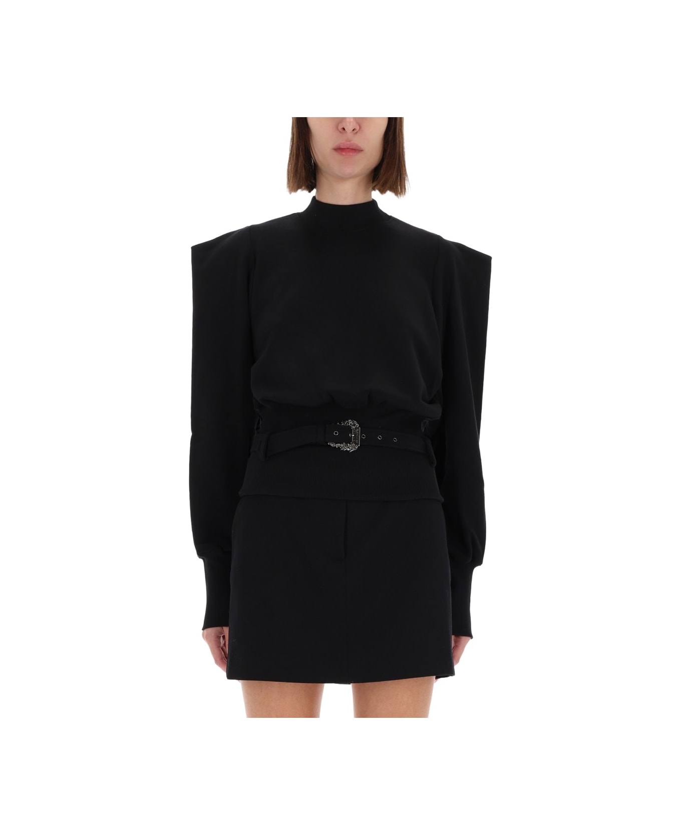 Versace Jeans Couture Sweatshirt With Draped Shoulders - BLACK