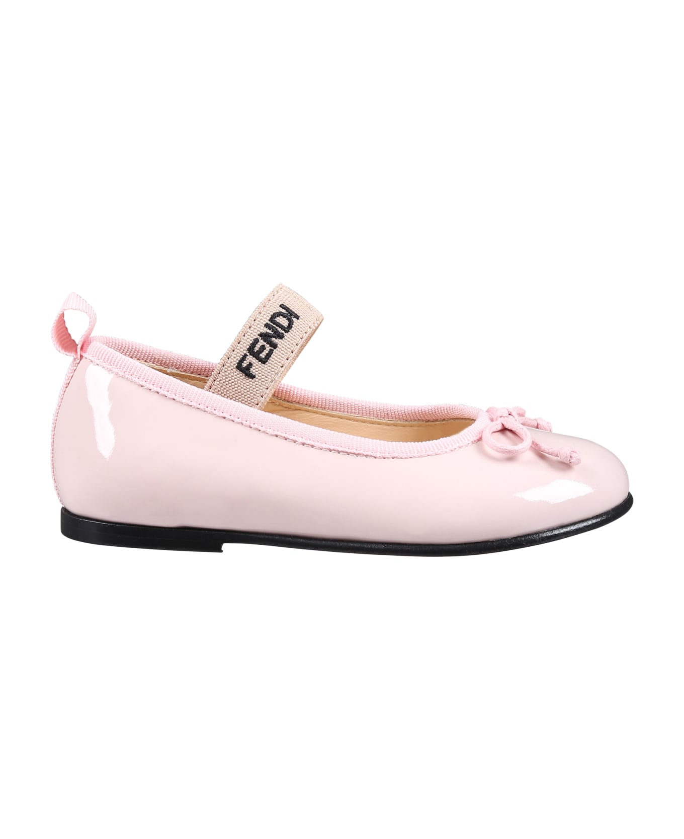 Fendi Pink Ballet Flat For Baby Girl With Logo - Pink